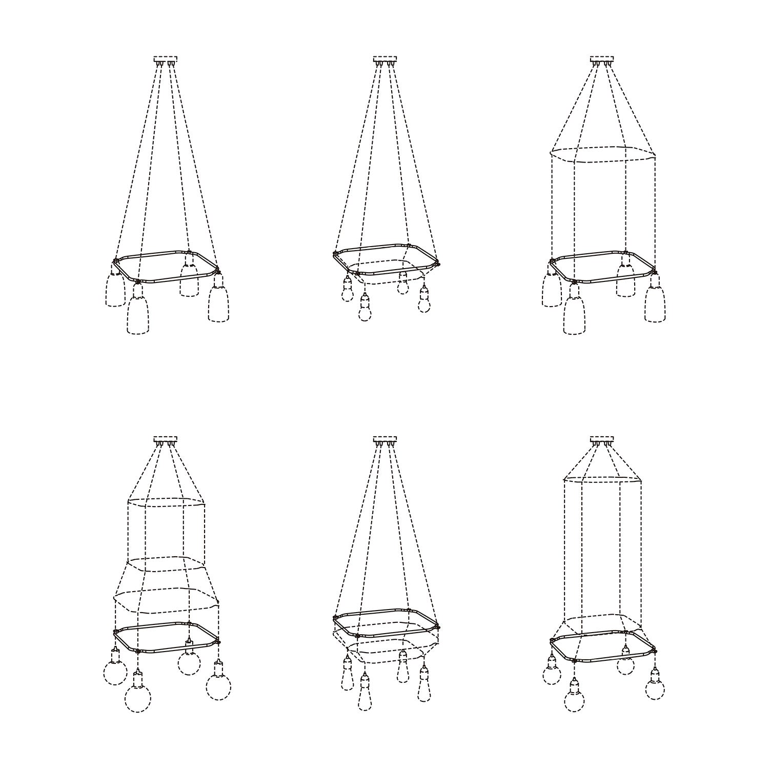 Cage Quadrato - Struttura per lampadari - Nero