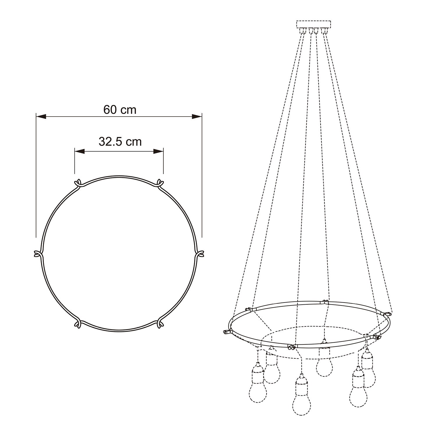 Cage Cerchio - Struttura per lampadari - Bianco