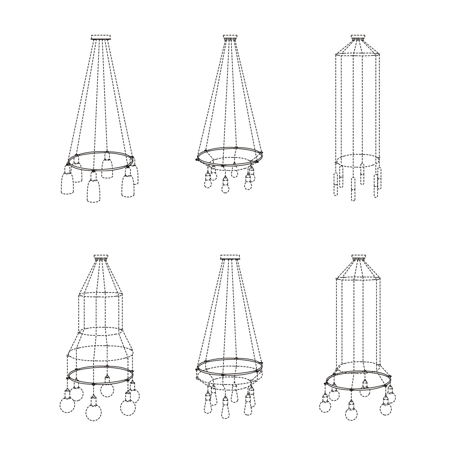 Cage Cerchio - Struttura per lampadari - Bianco