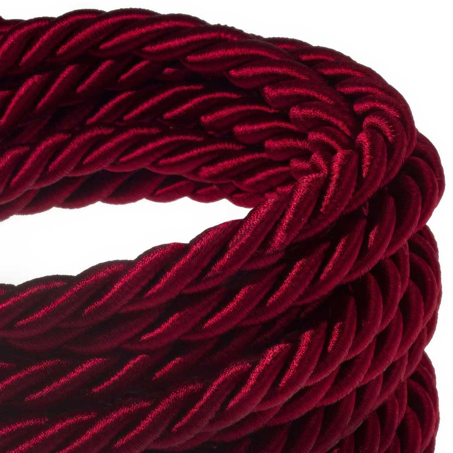 Cordone elettrico 3x0,75 rivestito in tessuto bordeaux scuro lucido