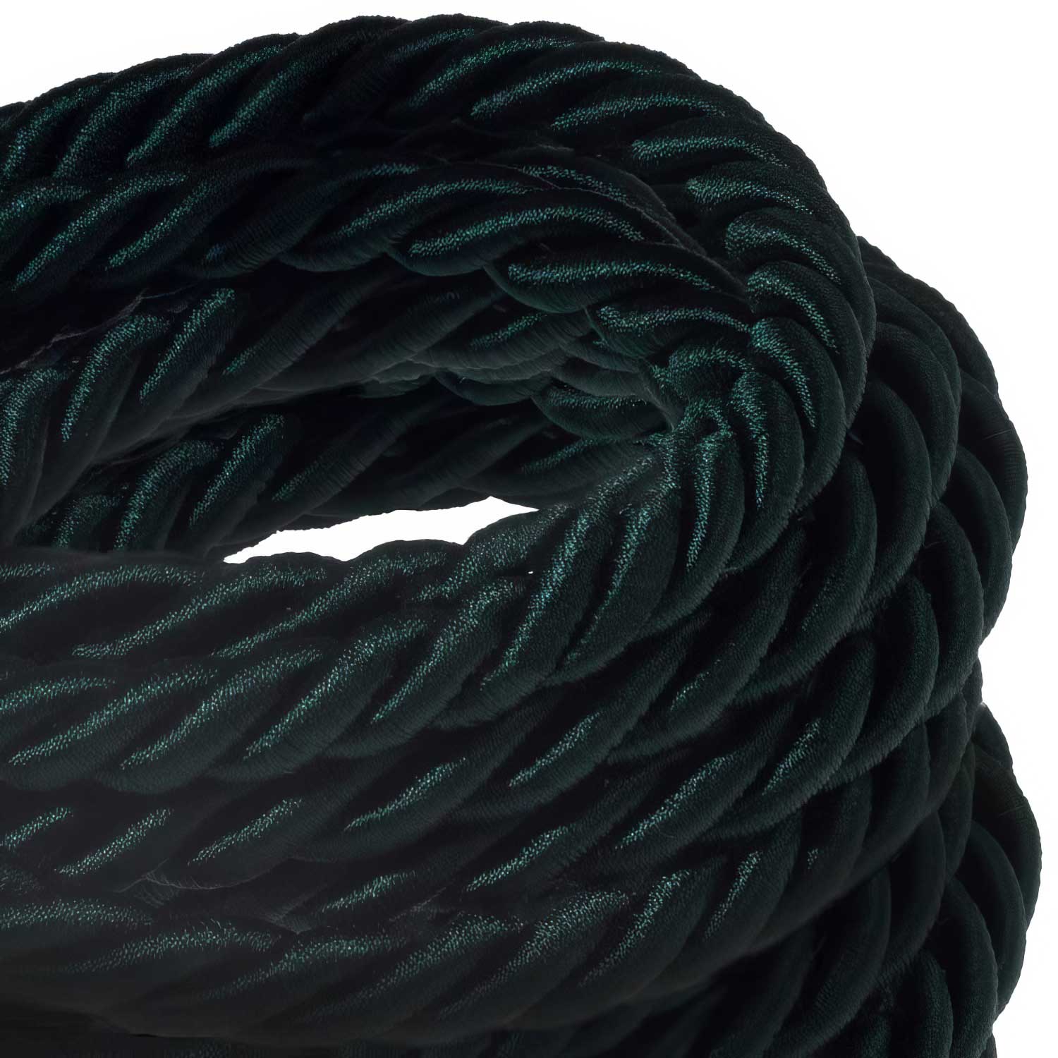 Cordone elettrico 3x0,75 rivestito in tessuto verde scuro lucido