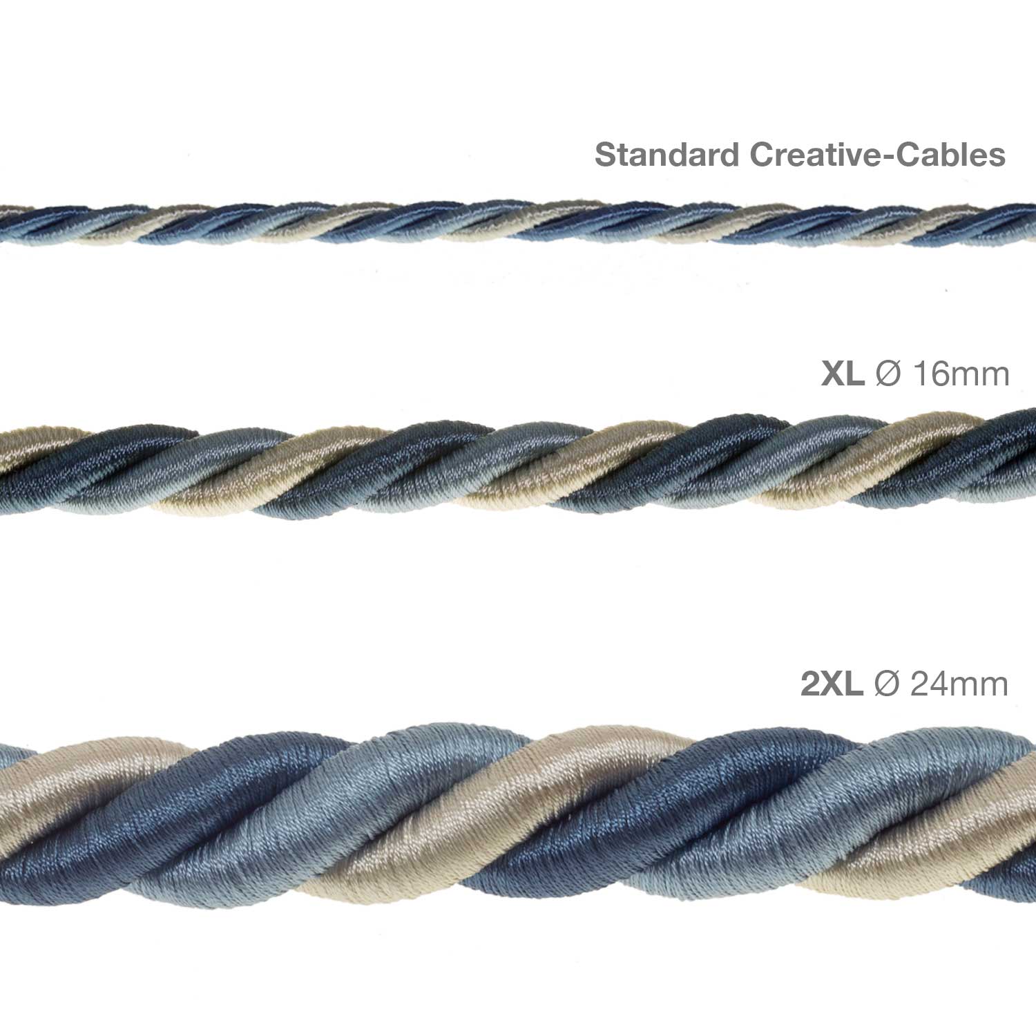 Cordone elettrico 3x0,75 rivestito in tessuto lucido Bernadotte