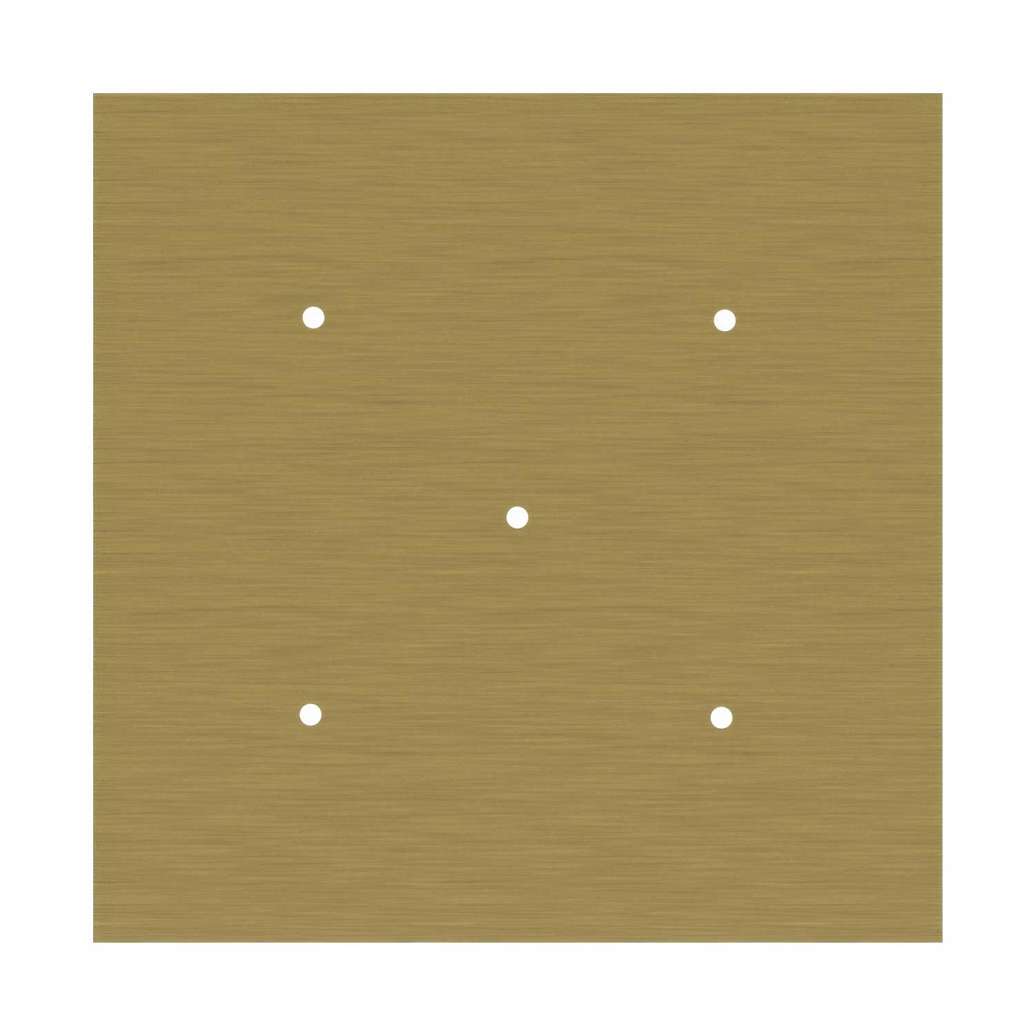 Rosone XXL Rose-One quadrato, 400 mm con 5 fori e 4 fori laterali - Dibond Ottone satinato