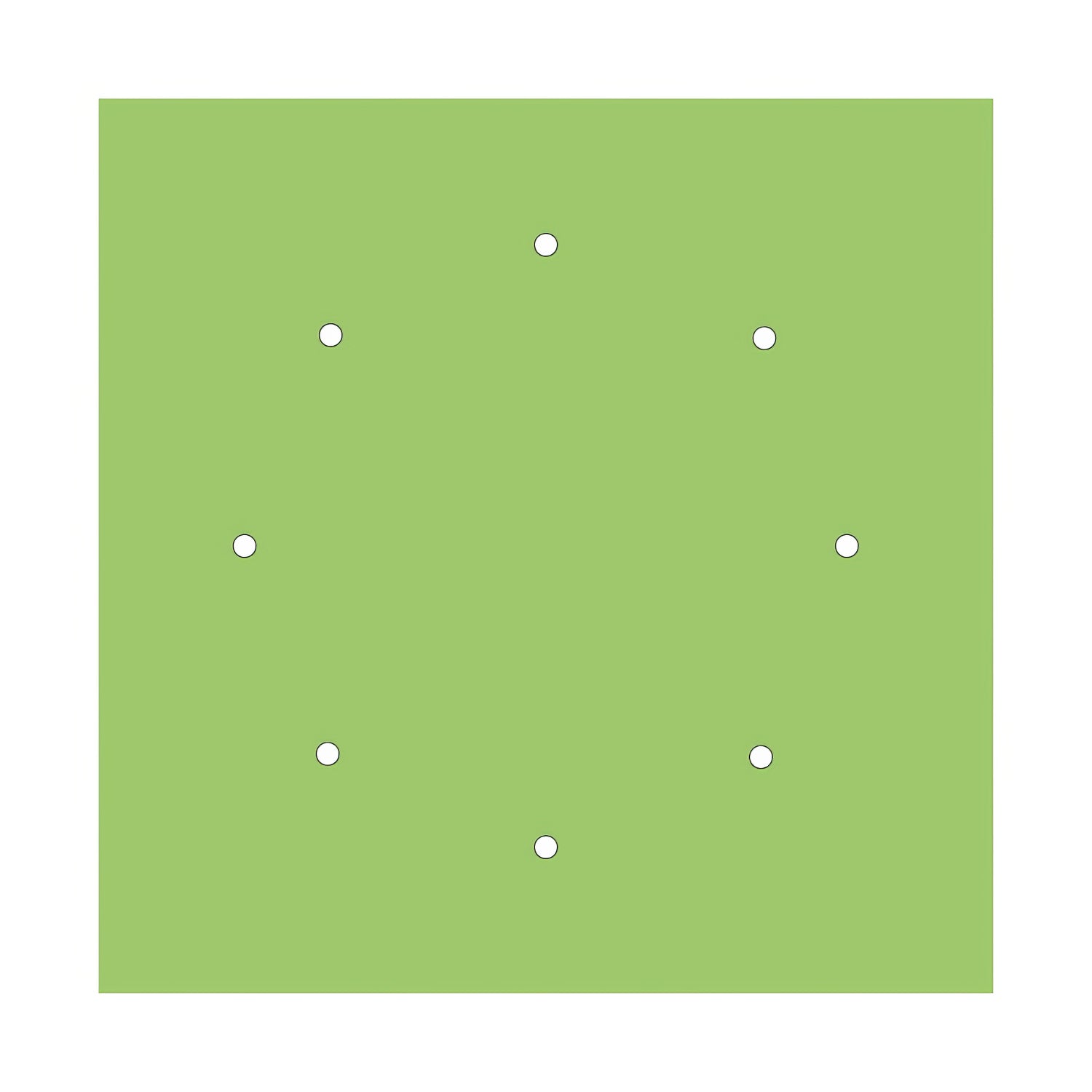 Rosone XXL Rose-One quadrato, 400 mm con 8 fori e 4 fori laterali - Verde prato Bianco