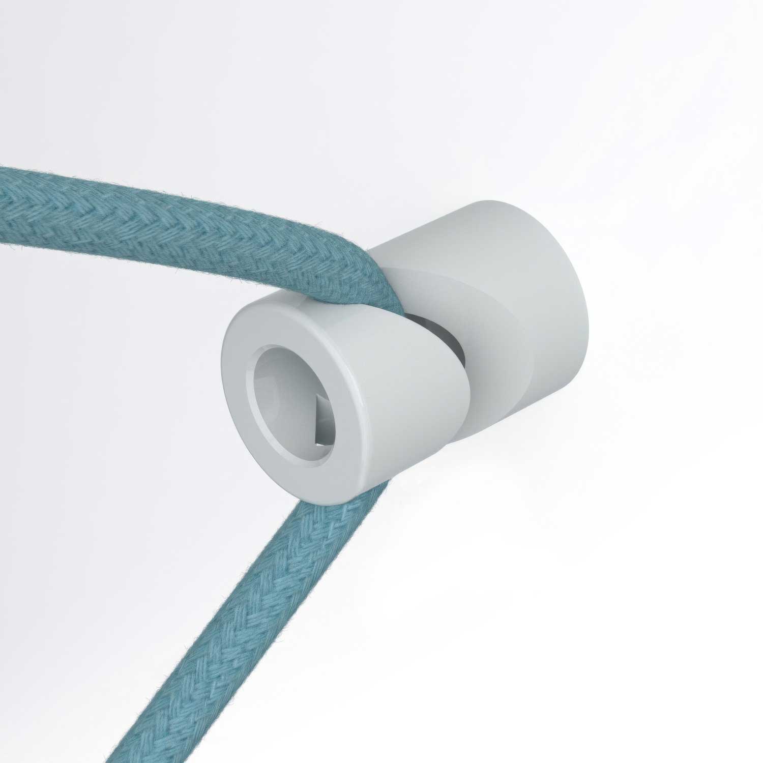 Decentratore, gancio a 'V' a soffitto o parete per cavo elettrico tessile - Bianco