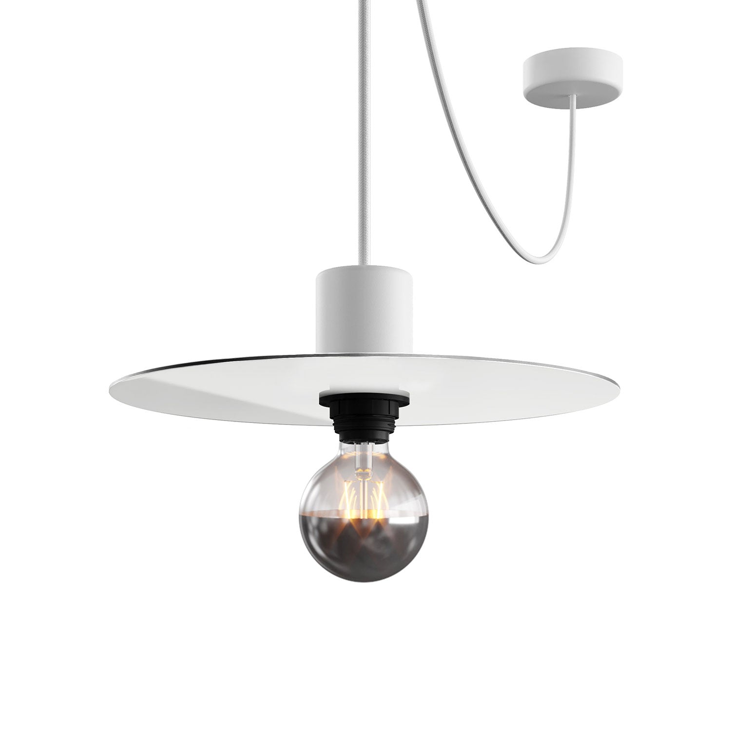 Mini piatto Ellepì 'Solid Color' Bianco opaco per lampade, diametro 24 cm - Made in Italy