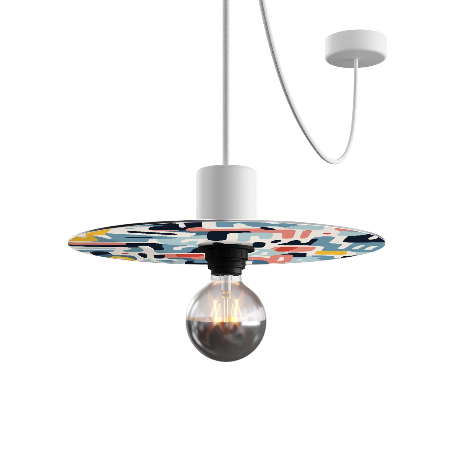 Paralume mini piatto Ellepì con disegni geometrici 'Kaleidoscope' Geometria 1, diametro 24 cm - Made in Italy