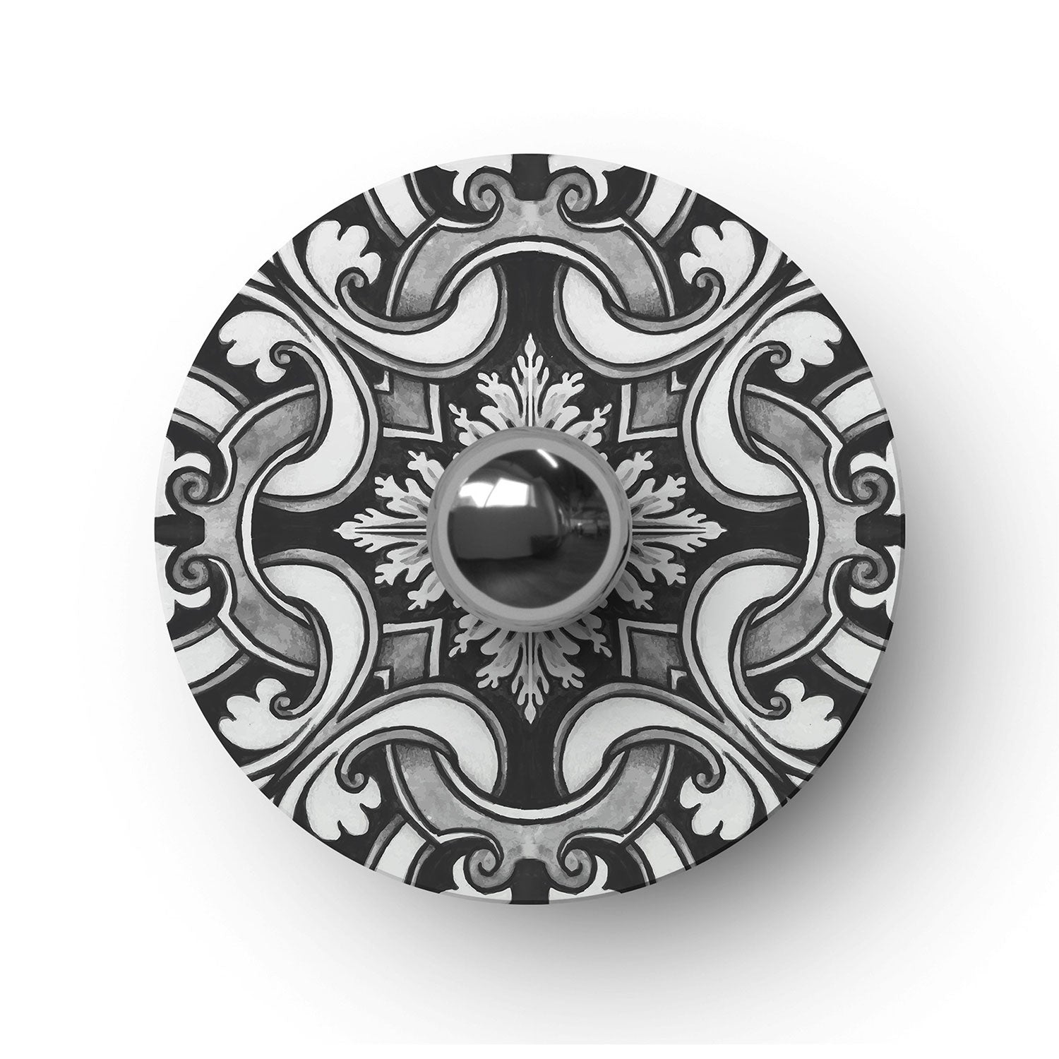 Mini piatto Ellepì 'Maioliche' Bianco e Nero per lampade, diametro 24 cm - Made in Italy