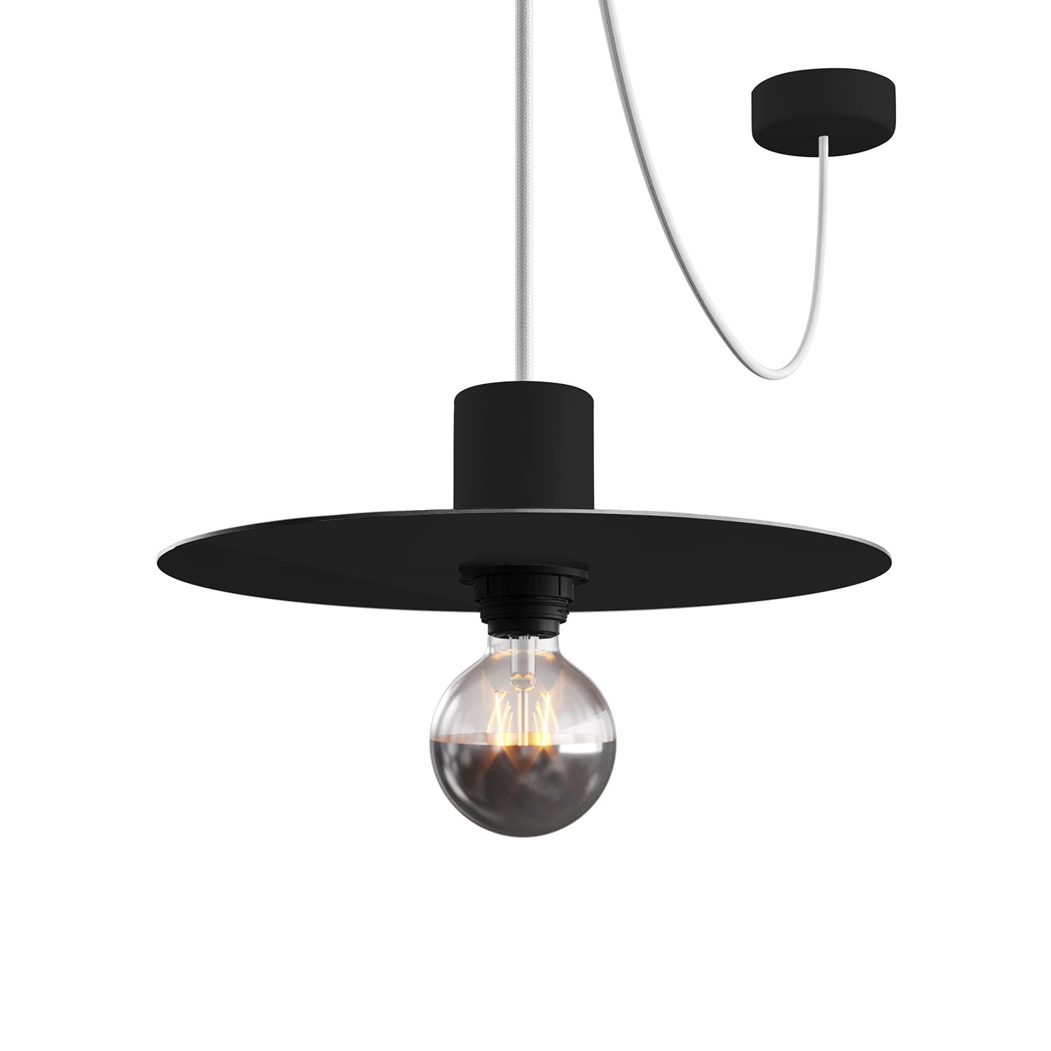 Mini piatto Ellepì 'Solid Color' Nero per lampade, diametro 24 cm - Made in Italy