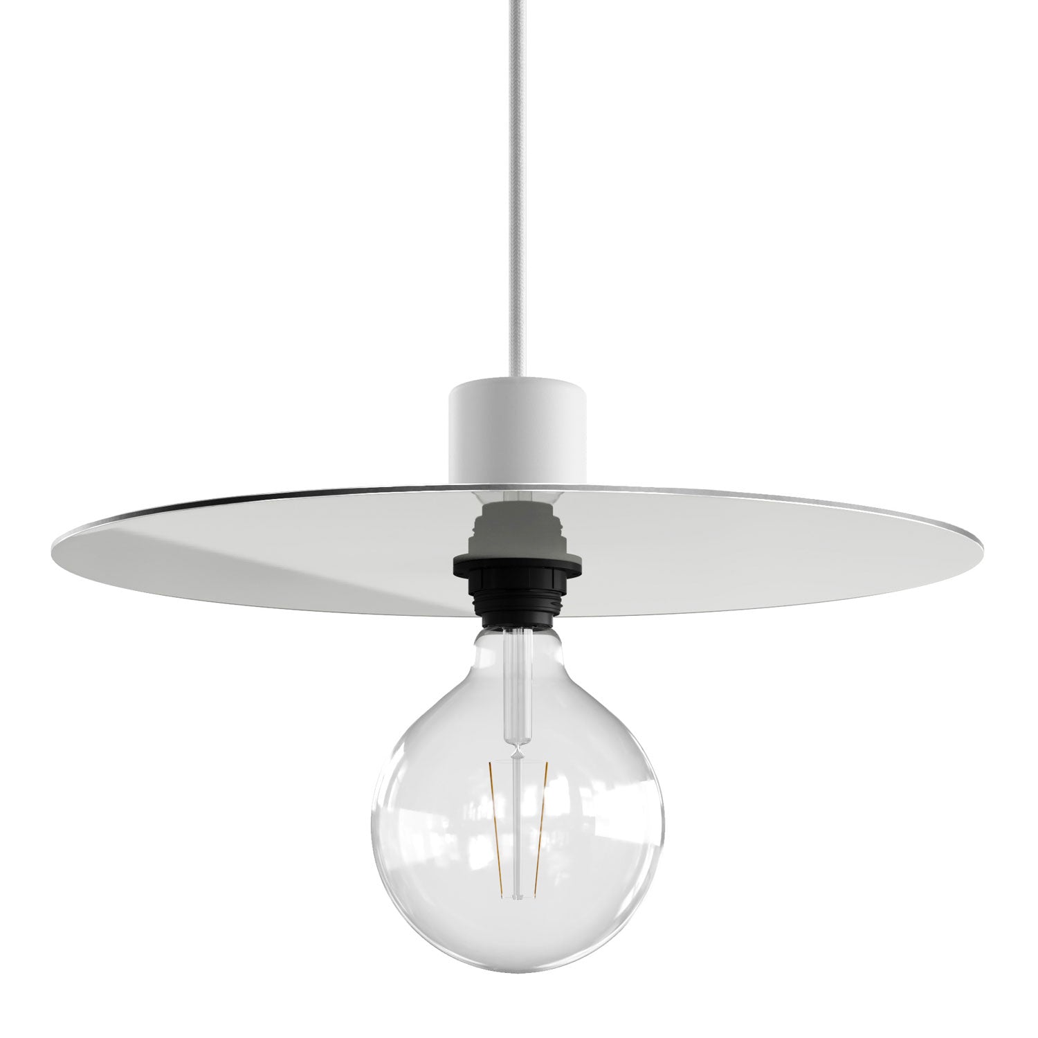 Piatto Ellepì oversize in Dibond per lampade a sospensione da esterni, diametro 40 cm - Made in Italy - Bianco