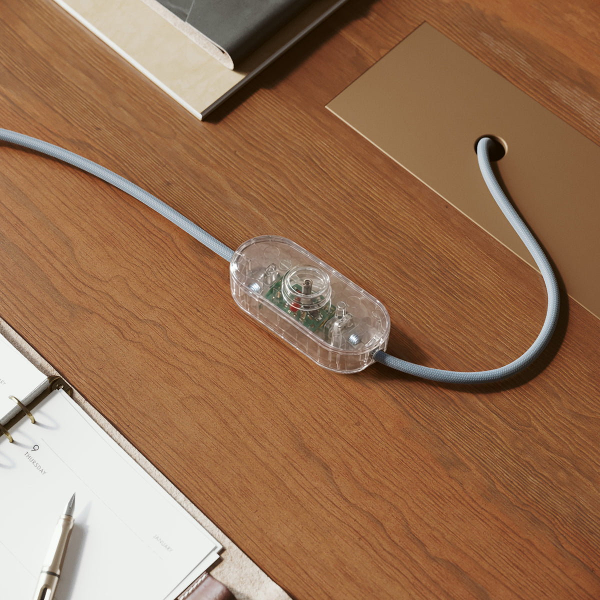 Dimmer universale per lampade da tavolo/terra con pulsante a pressione per lampadine LED e incandescenza - Design by Achille Castiglioni - Trasparente