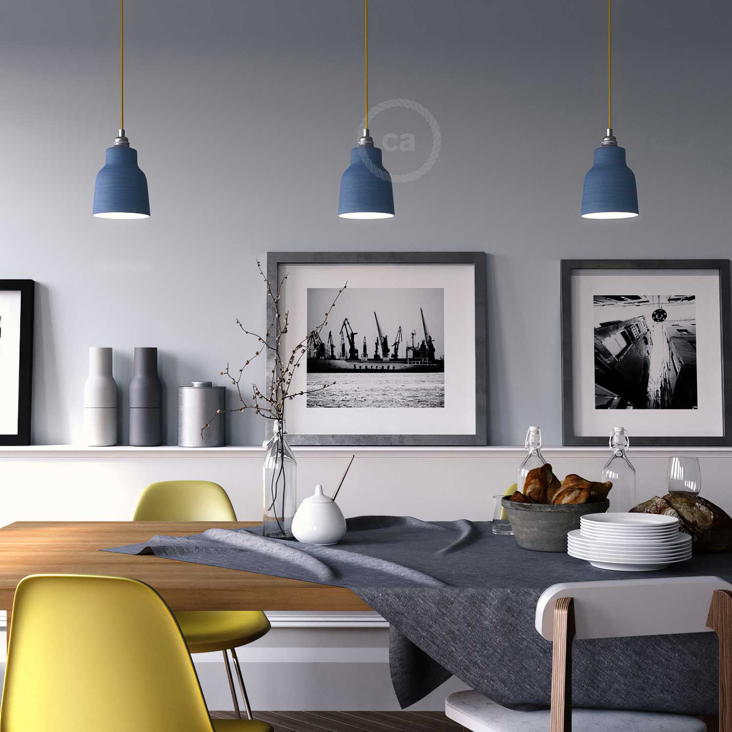 Paralume Vaso in ceramica, collezione Materia - Made in Italy - Avion striato