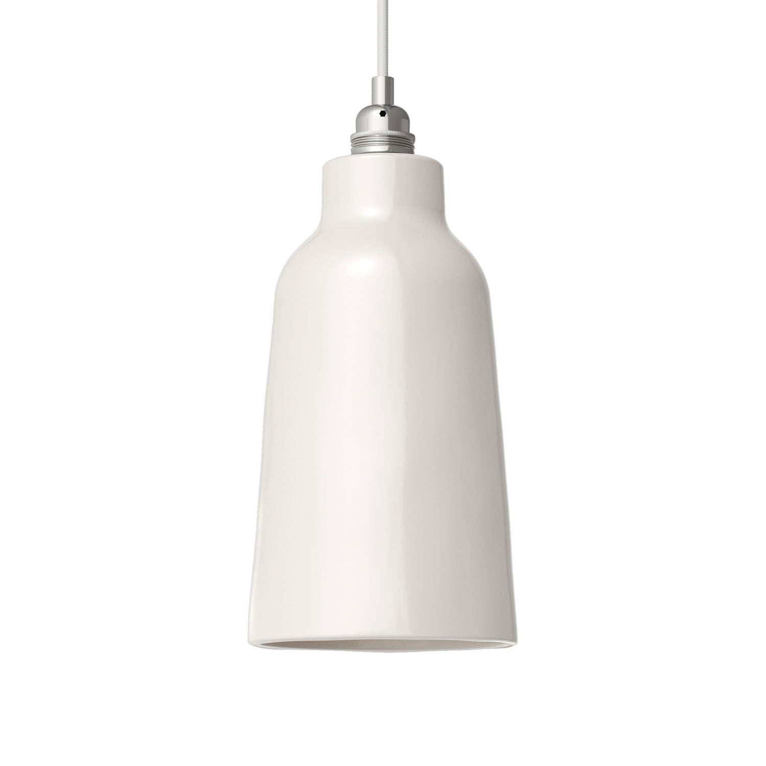 Paralume Bottiglia in ceramica, collezione Materia - Made in Italy - Bianco lucido