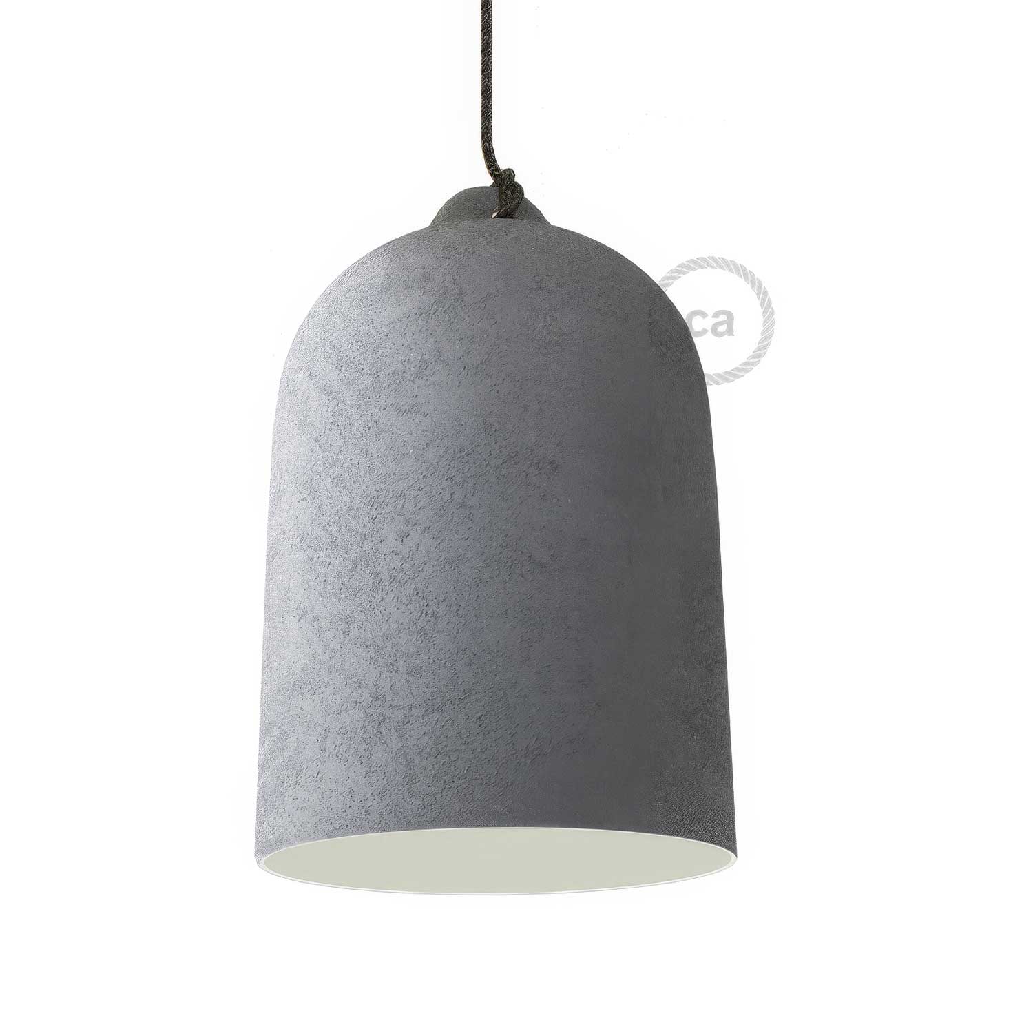 Campana, paralume XL in ceramica per sospensione - Made in Italy - Effetto cemento