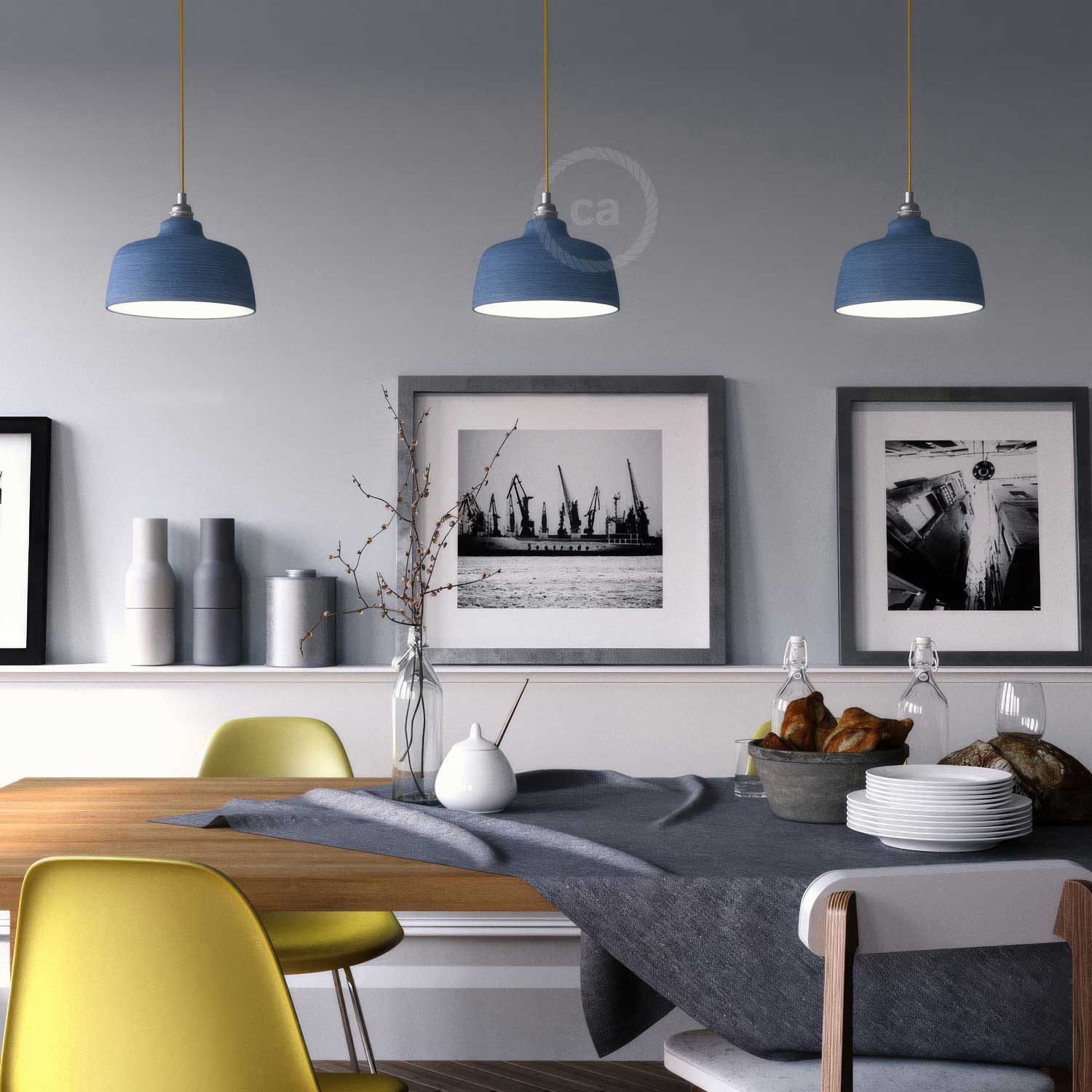 Paralume Coppa in ceramica, collezione Materia - Made in Italy - Avion striato