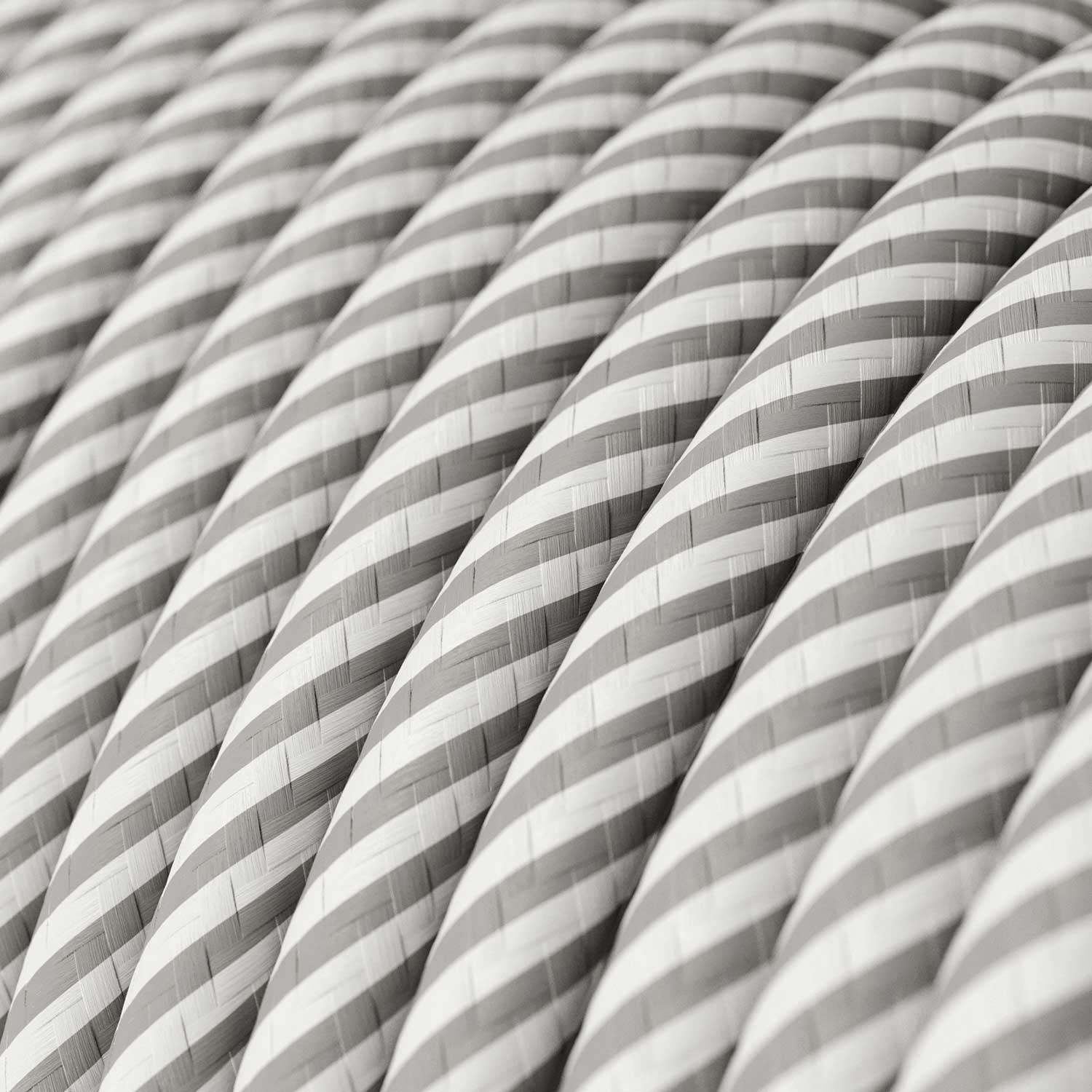 Filo elettrico in tessuto Bianco Ottico e Alluminio Vertigo - L'Originale Creative Cables, per lampade uniche - ERM46
