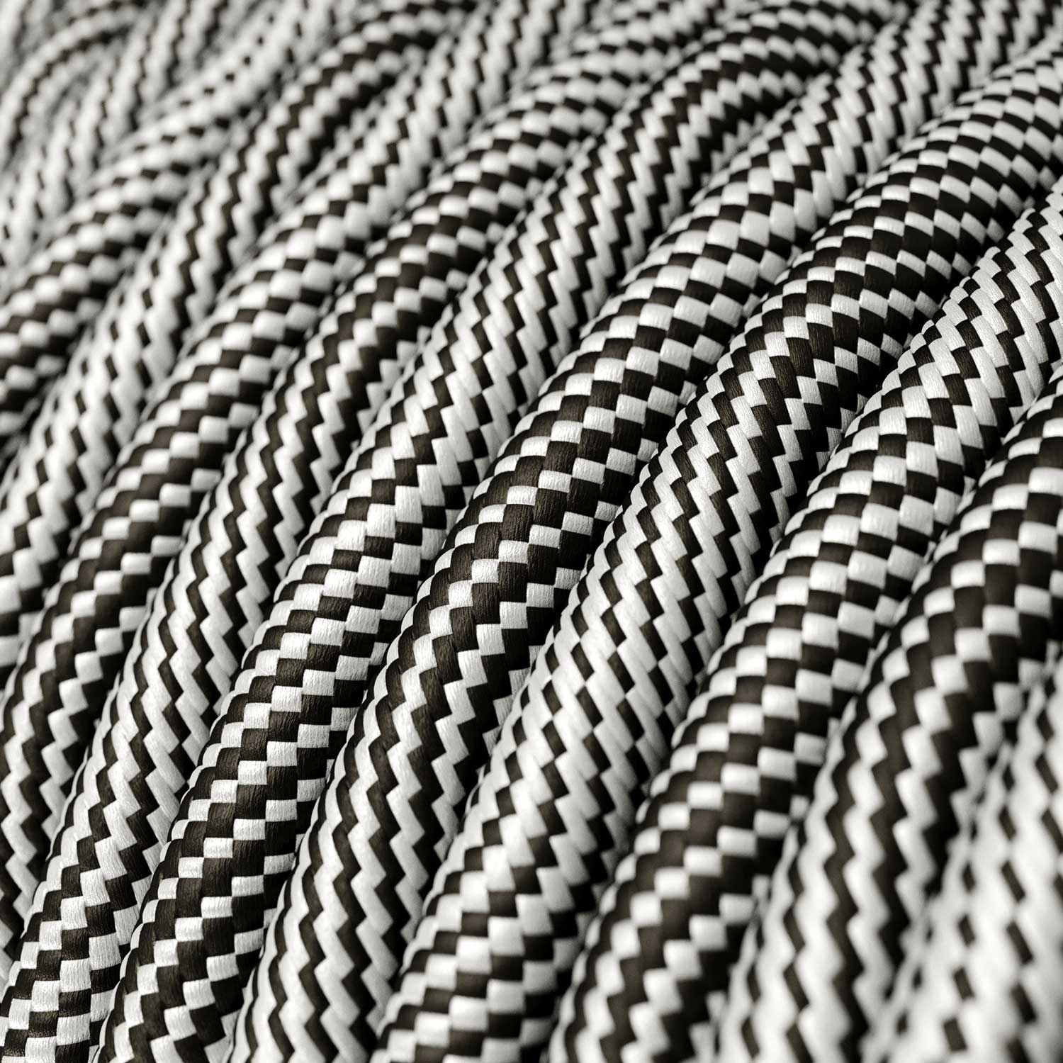 Corda elettrica per illuminazione Optical Nero e Argento Vertigo - L'Originale Creative Cables, per lampade DIY - ERM64