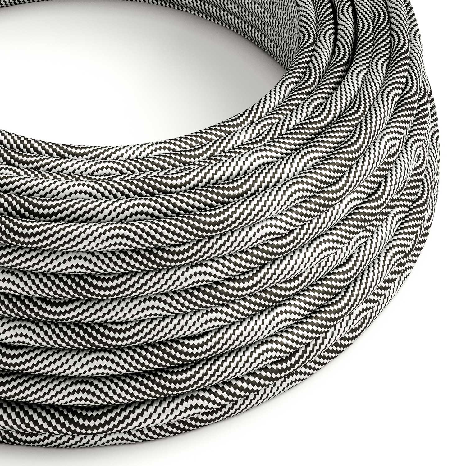 Corda elettrica per illuminazione Optical Nero e Argento Vertigo - L'Originale Creative Cables, per lampade DIY - ERM64