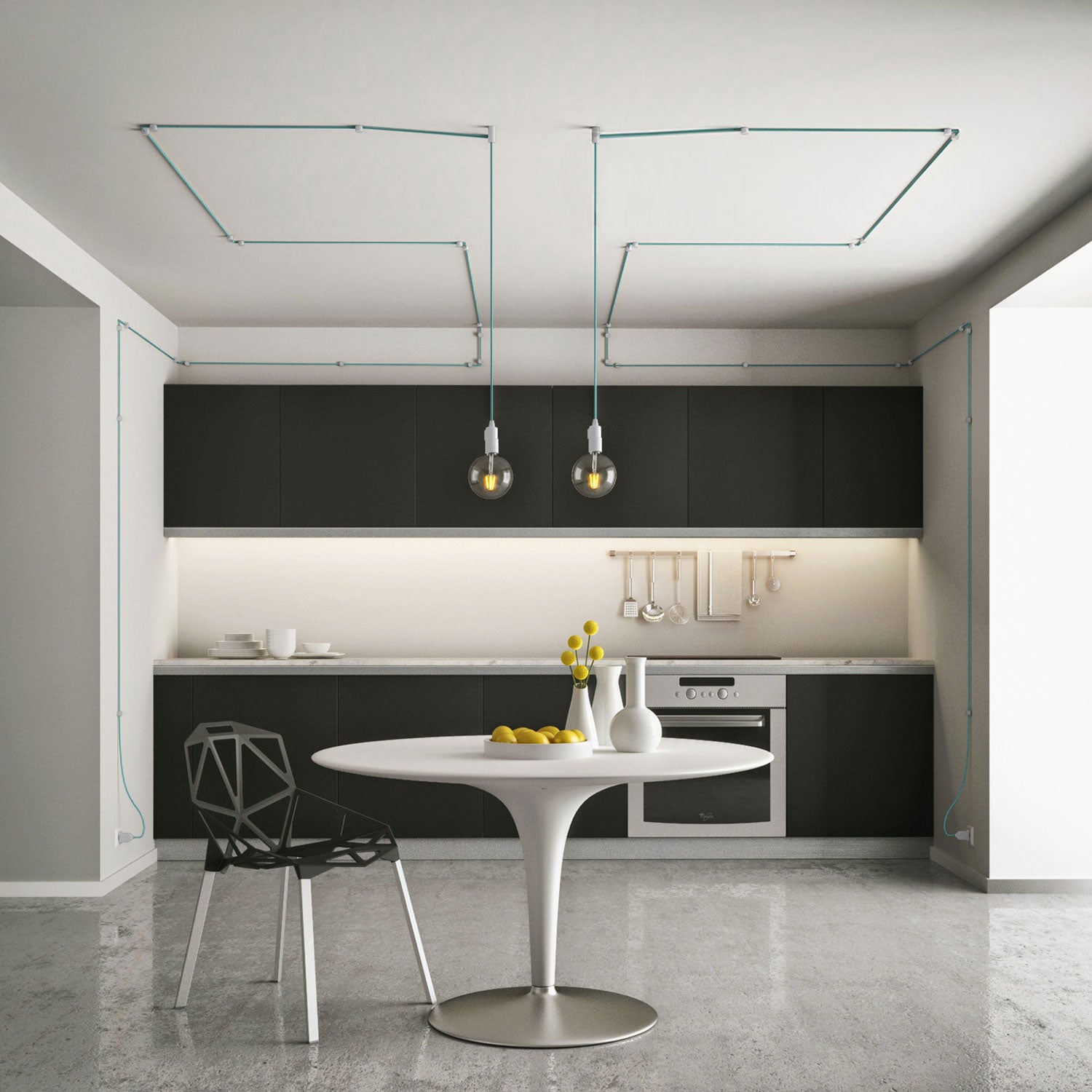 Fissaggio a parete passacavo universale per cavo tessile per illuminazione 2x0,75 e 3x0,75 - Bianco