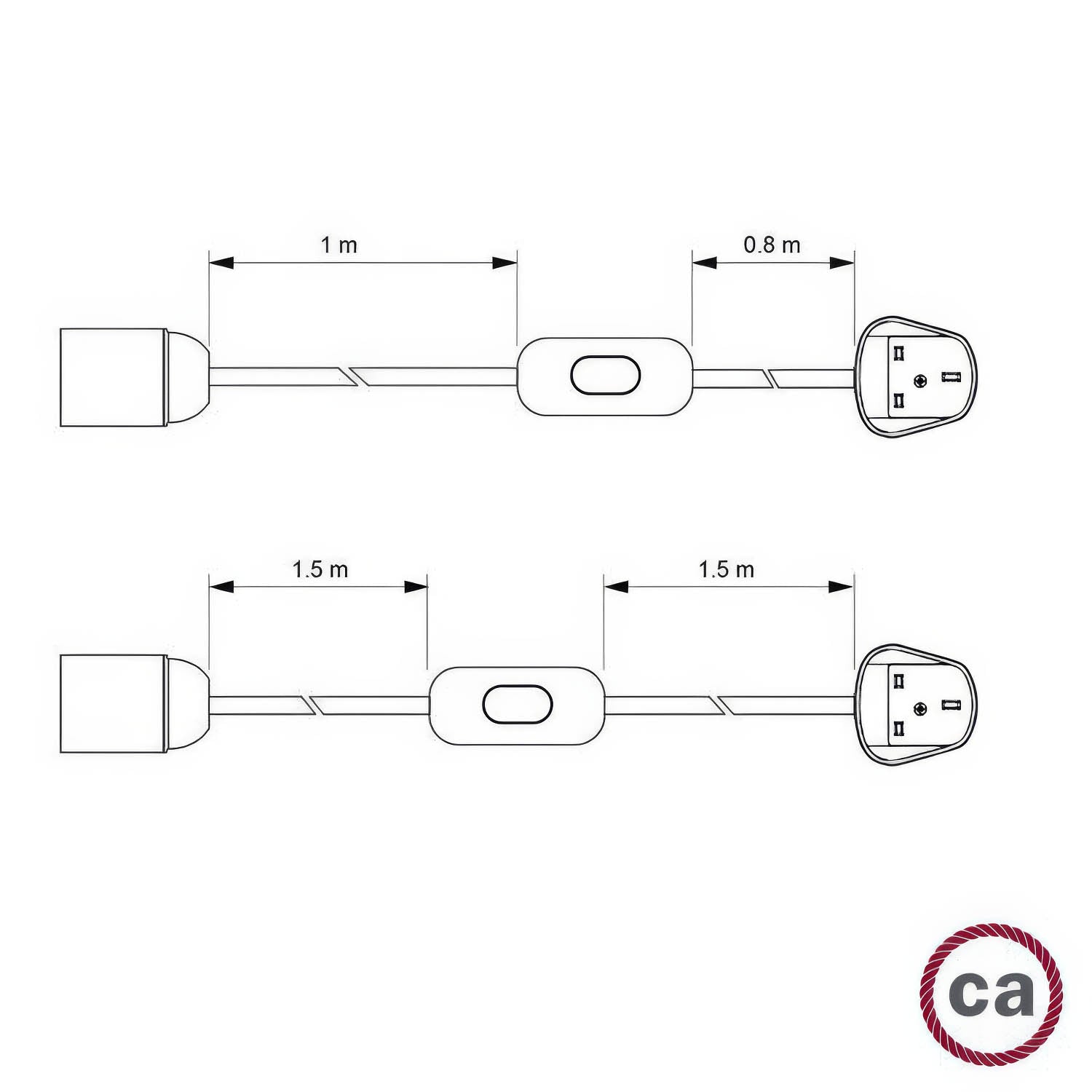SnakeBis per paralume - Cablaggio con portalampada, cavo in tessuto colorato RC01 e spina UK
