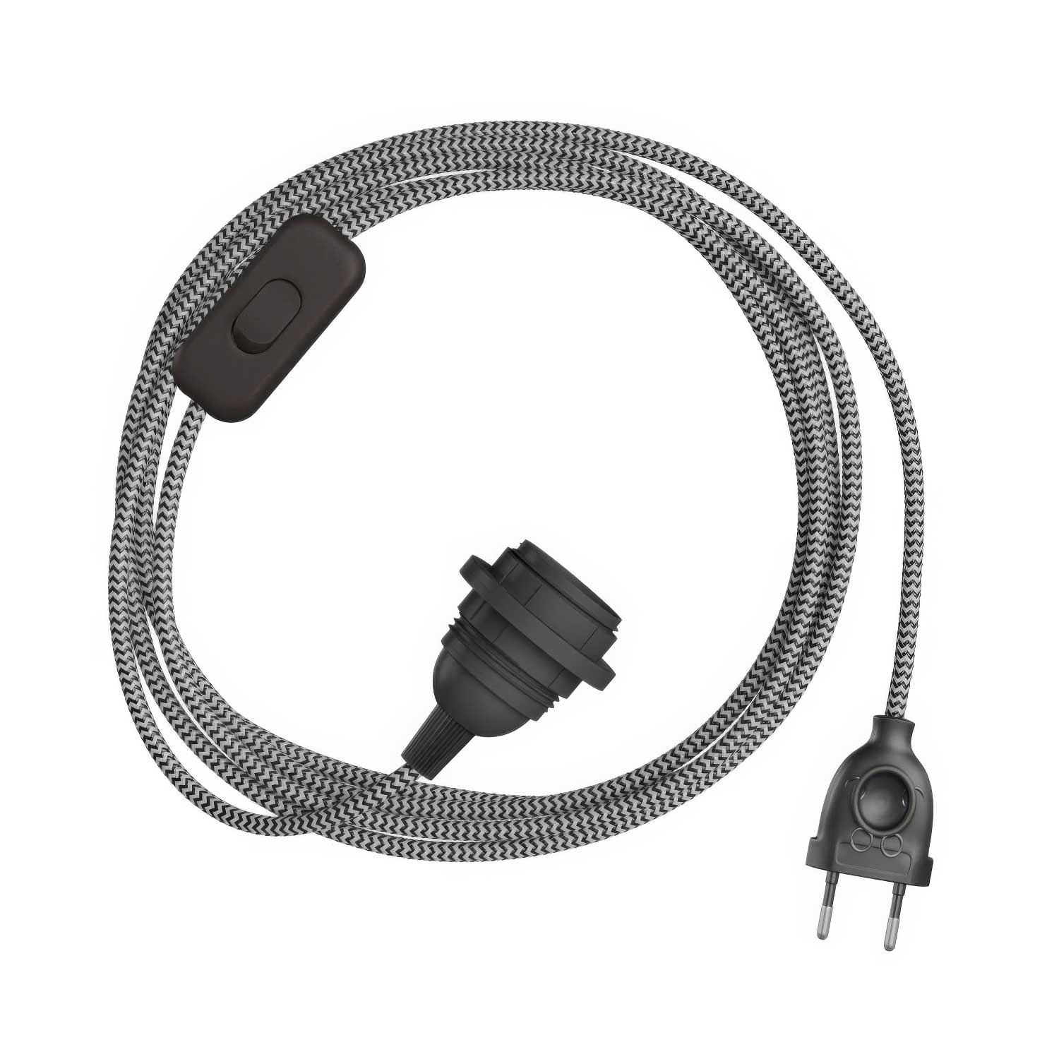 SnakeBis Zig-Zag per paralume - Cablaggio con portalampada e cavo in tessuto effetto Zig-Zag RZ04
