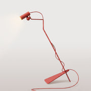 Lampada da terra inclinabile con faretto magnetico orientabile - Mario Tubo - Rosso
