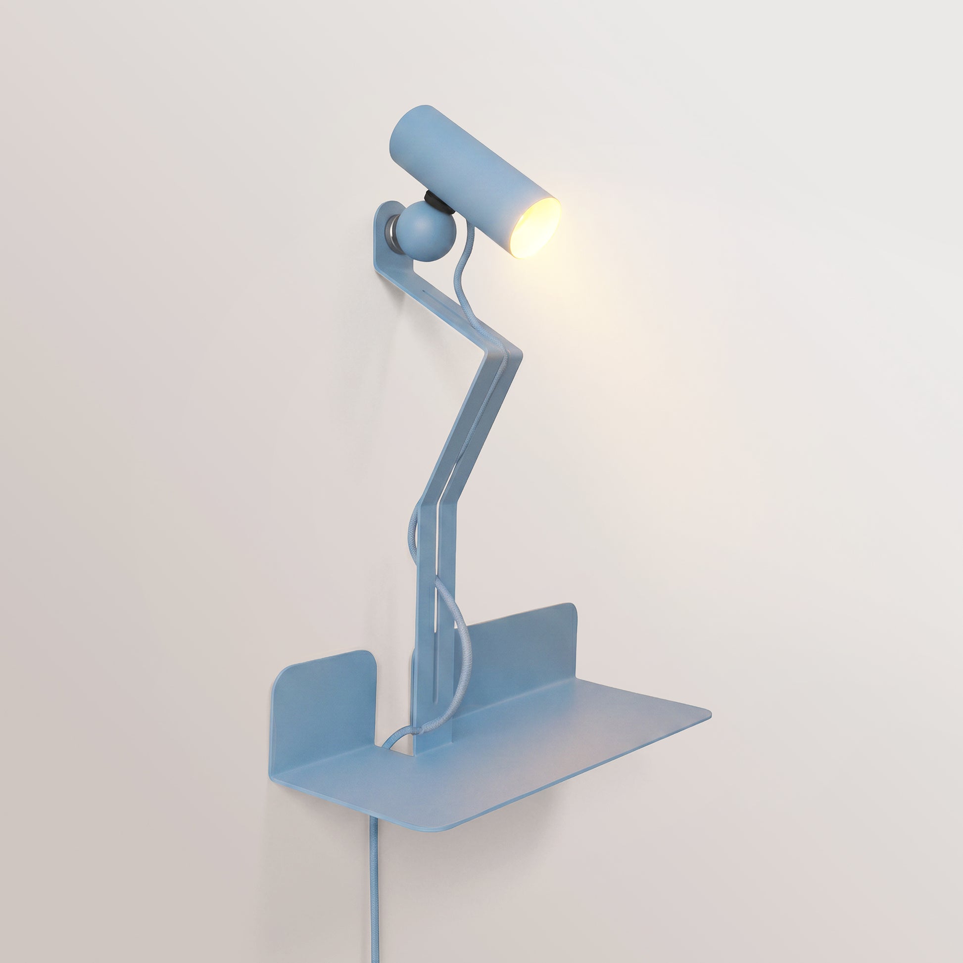 Lampada da parete con mensola e faretto magnetico orientabile - Murio Tubo - Blu
