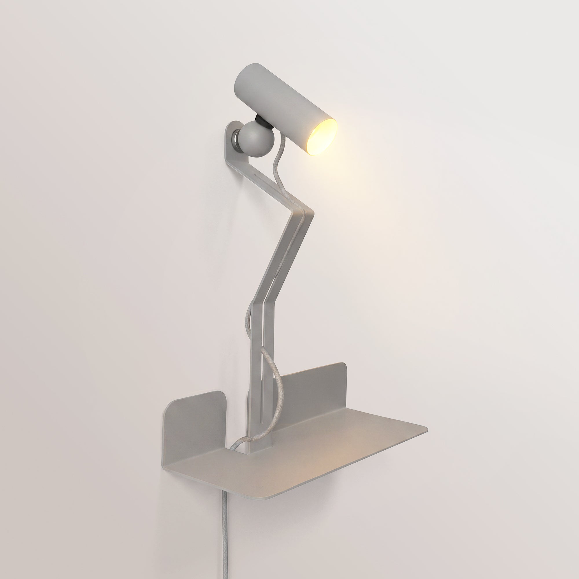 Lampada da parete con mensola e faretto magnetico orientabile - Murio Tubo - Grigio