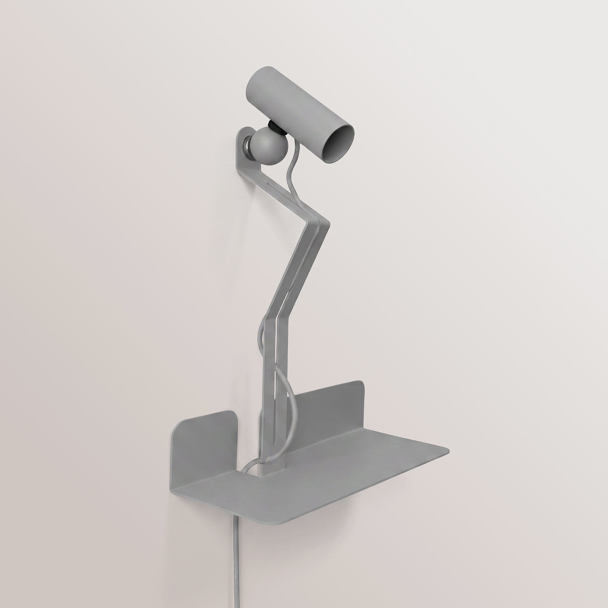 Lampada da parete con mensola e faretto magnetico orientabile - Murio Tubo - Grigio