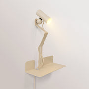 Lampada da parete con mensola e faretto magnetico orientabile - Murio Tubo - Panna