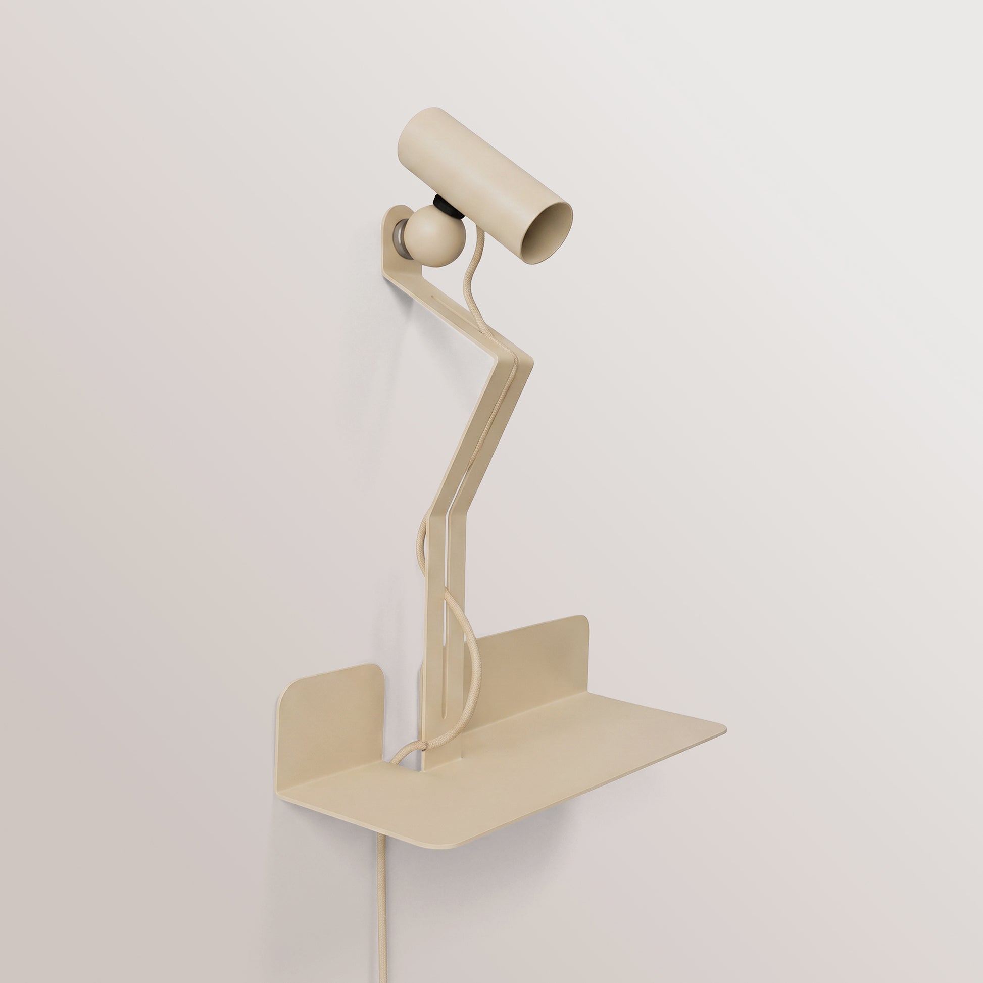 Lampada da parete con mensola e faretto magnetico orientabile - Murio Tubo - Panna