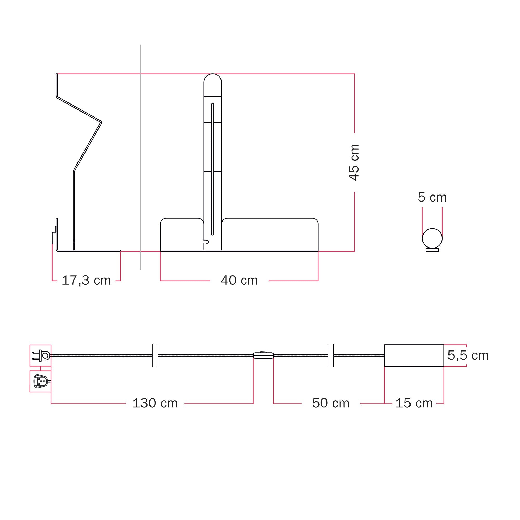 Lampada da parete con mensola e faretto magnetico orientabile - Murio Tubo - Panna