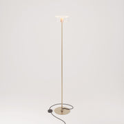 Lampada da terra MAG-Y con base metallica tonda e lampadina Ghost trasparente - Bronzo satinato