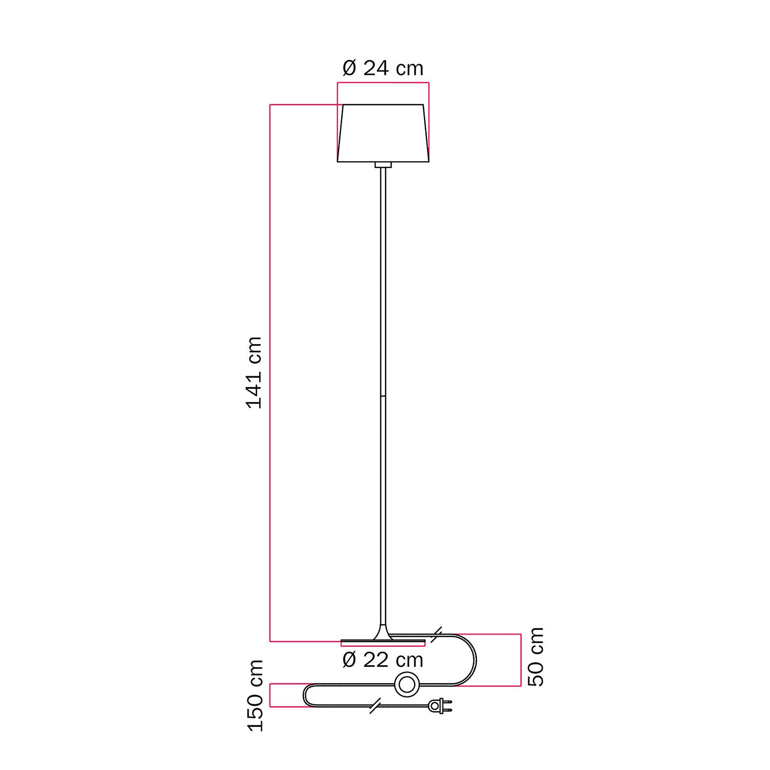 Lampada da terra MAG-Y con base metallica tonda e paralume Athena - Bianco opaco