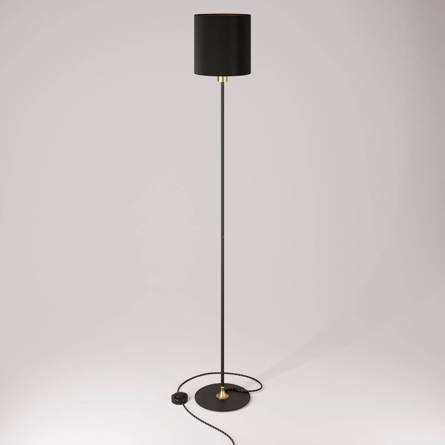 Lampada da terra MAG-Y con base metallica tonda e paralume Cilindro M - Bronzo satinato