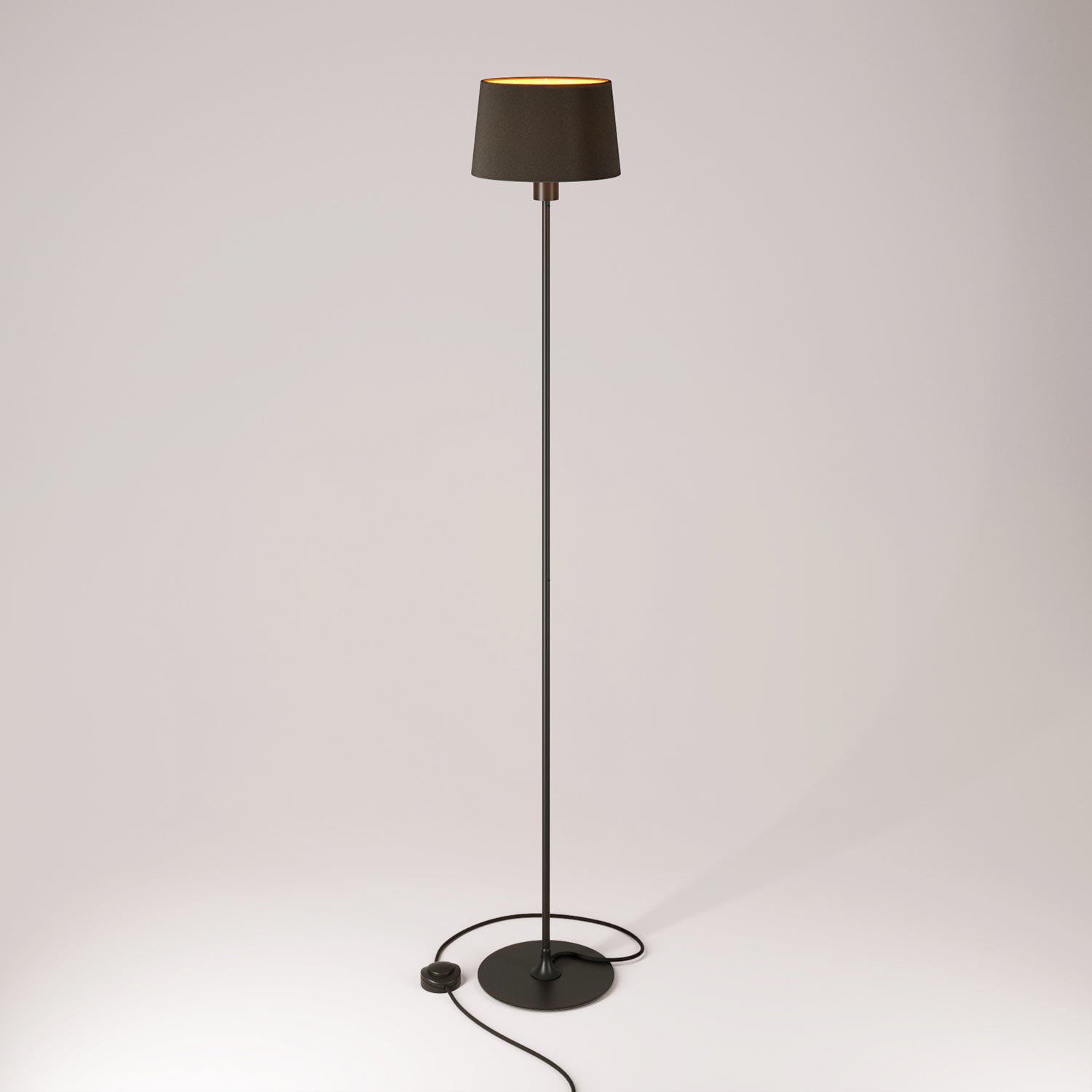 Lampada da terra MAG-Y con base metallica tonda e paralume Athena - Nero