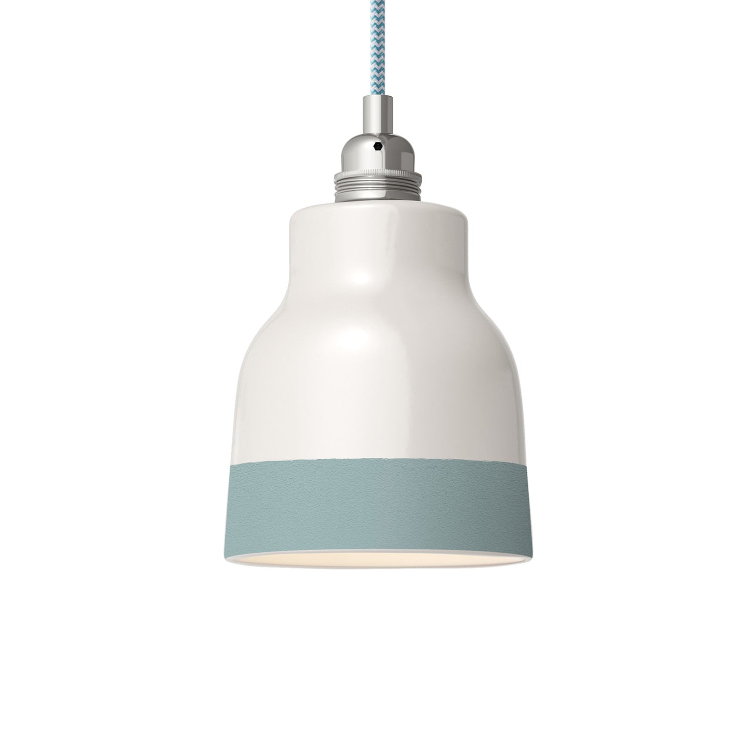 Paralume Vaso bicolore in ceramica Bianco e Azzurro, collezione Materia - Made in Italy