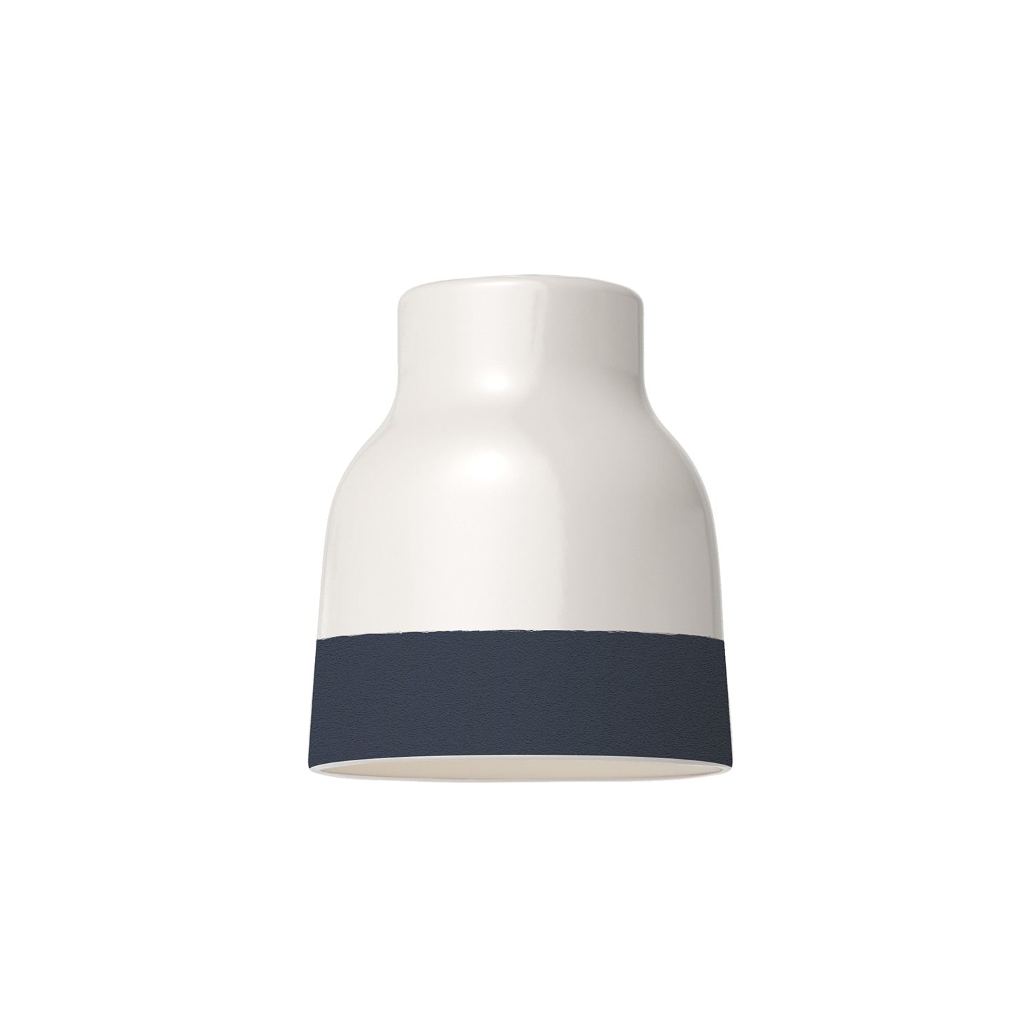 Paralume Vaso bicolore in ceramica Bianco e Petrolio, collezione Materia - Made in Italy