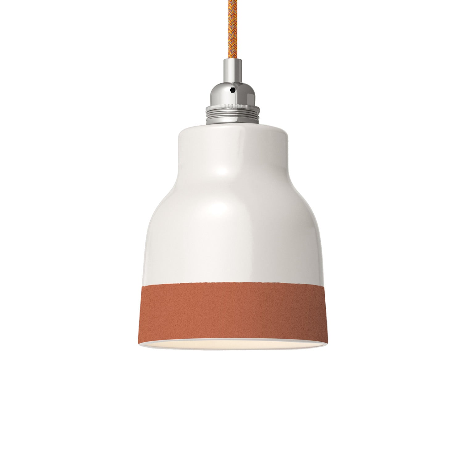 Paralume Vaso bicolore in ceramica Bianco e Terracotta, collezione Materia - Made in Italy