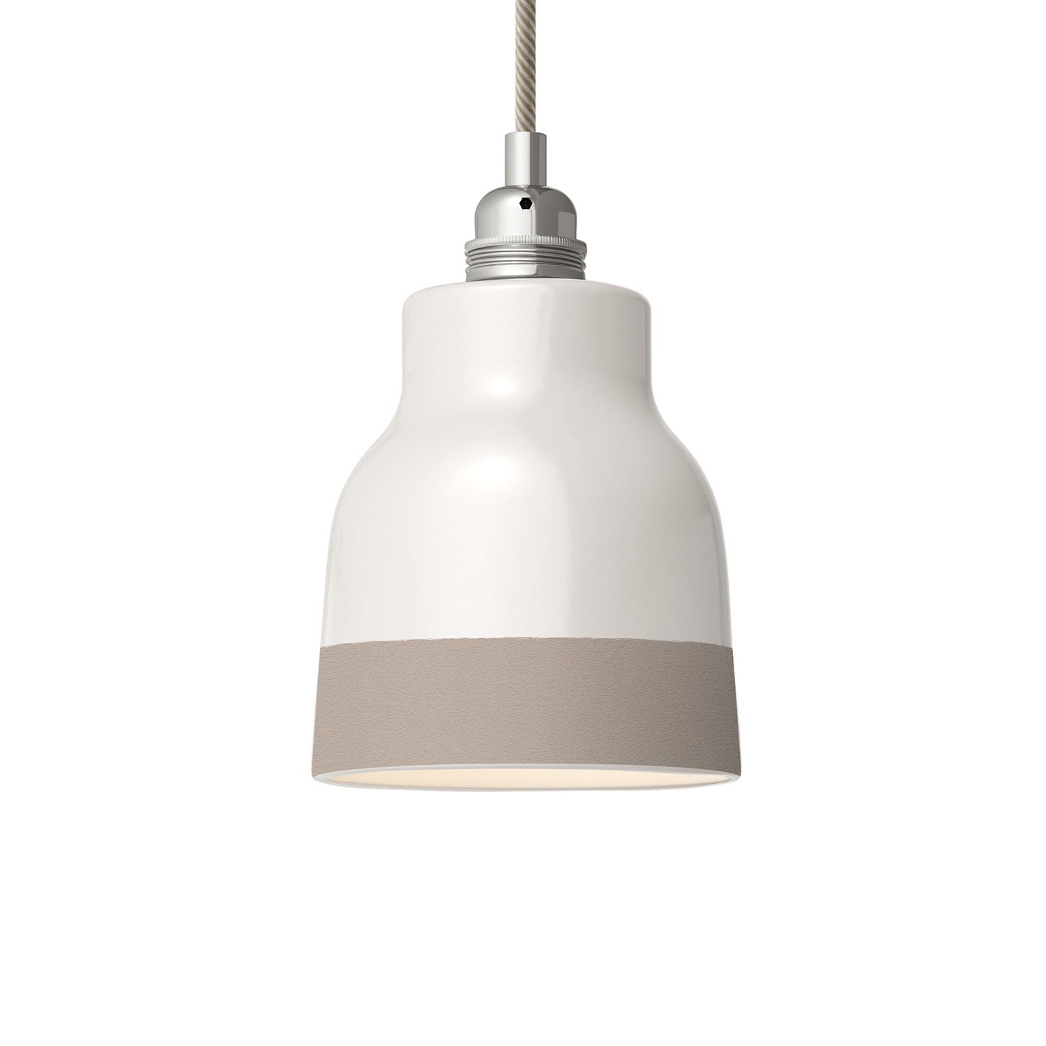Paralume Vaso bicolore in ceramica Bianco e Tortora, collezione Materia - Made in Italy