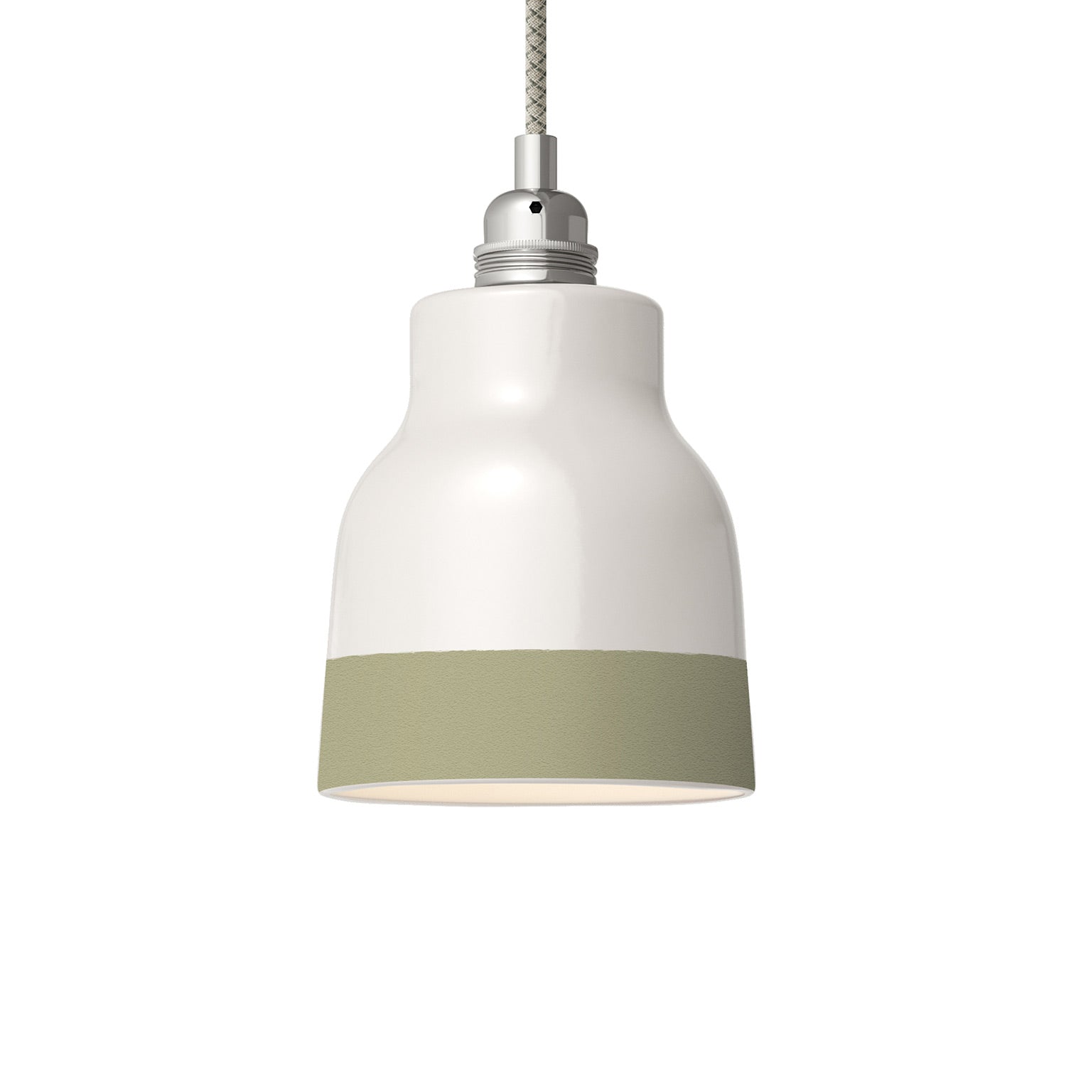 Paralume Vaso bicolore in ceramica Bianco e Verde salvia, collezione Materia - Made in Italy