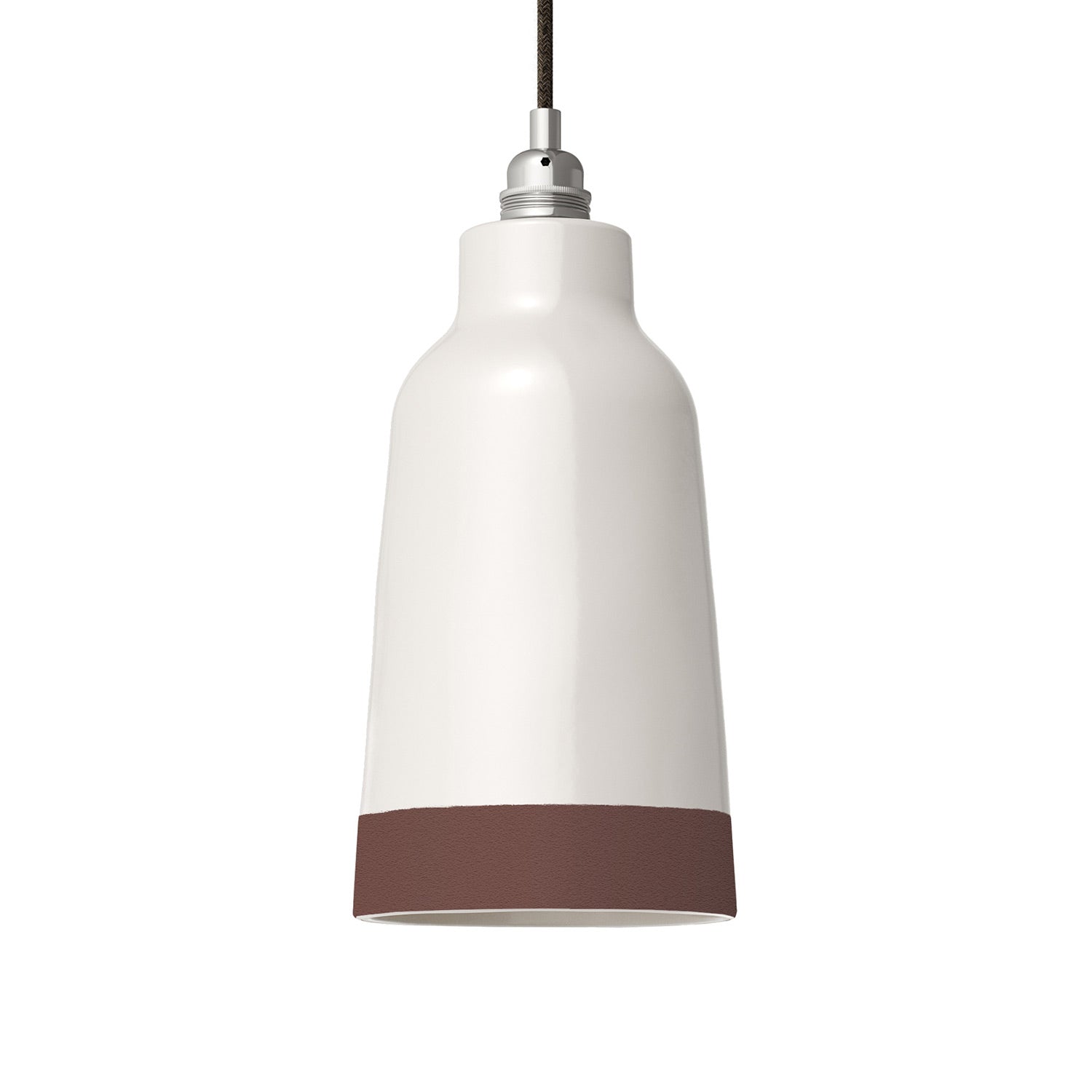 Paralume Bottiglia bicolore in ceramica Bianco e Marrone, collezione Materia - Made in Italy