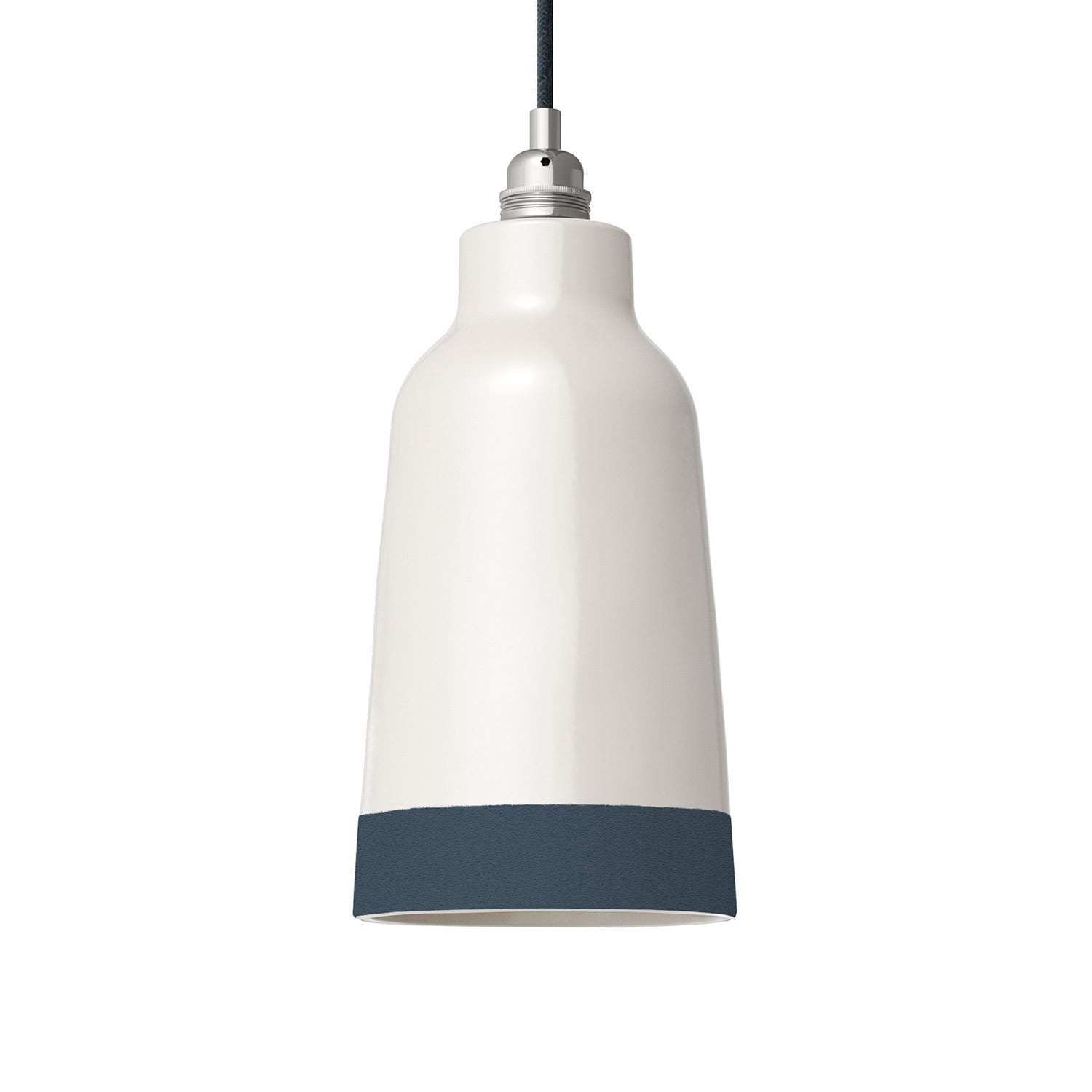 Paralume Bottiglia bicolore in ceramica Bianco e Petrolio, collezione Materia - Made in Italy