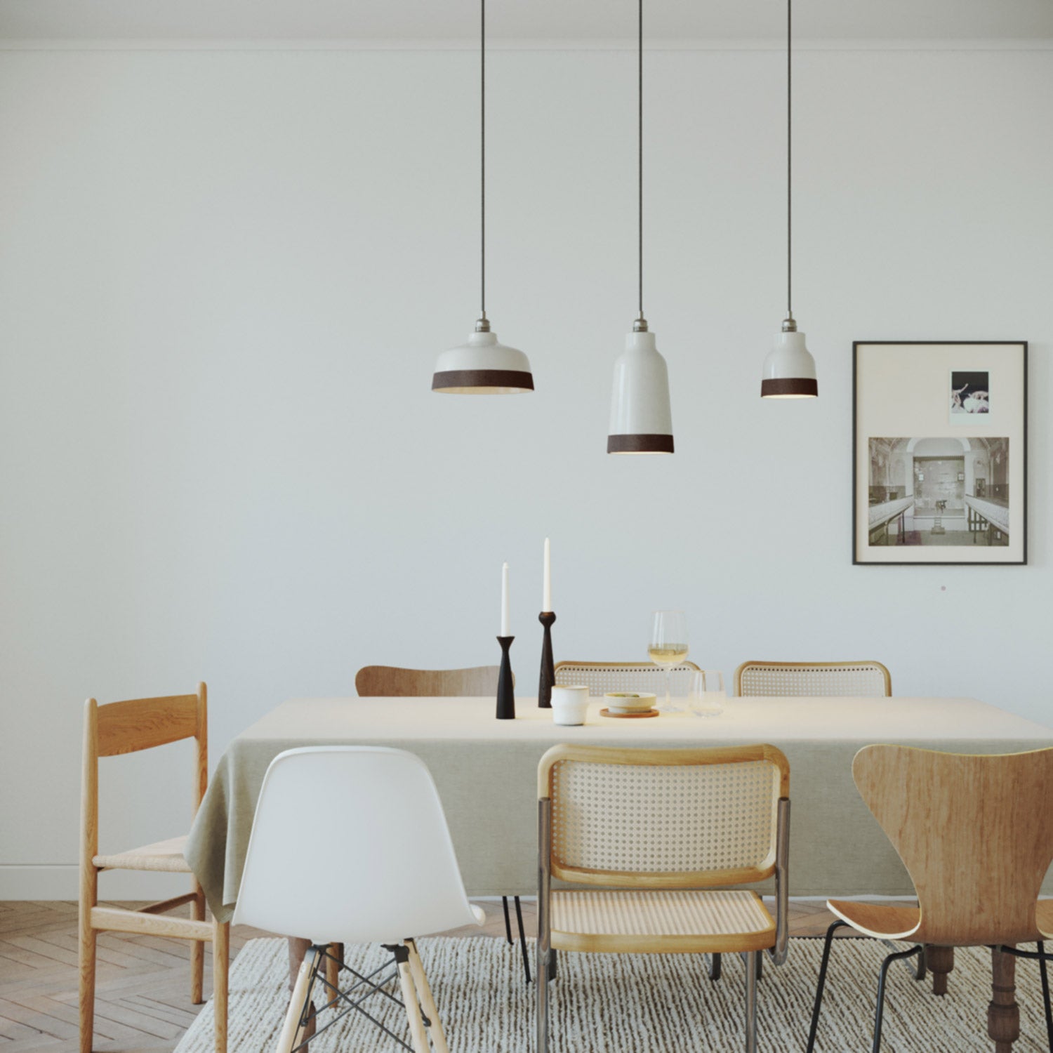 Paralume Coppa bicolore in ceramica Bianco e Marrone, collezione Materia - Made in Italy