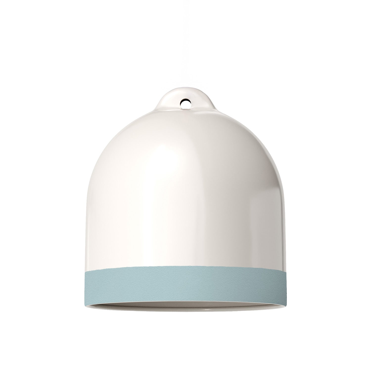 Paralume Campana M bicolore in ceramica Bianco e Azzurro, collezione Materia - Made in Italy