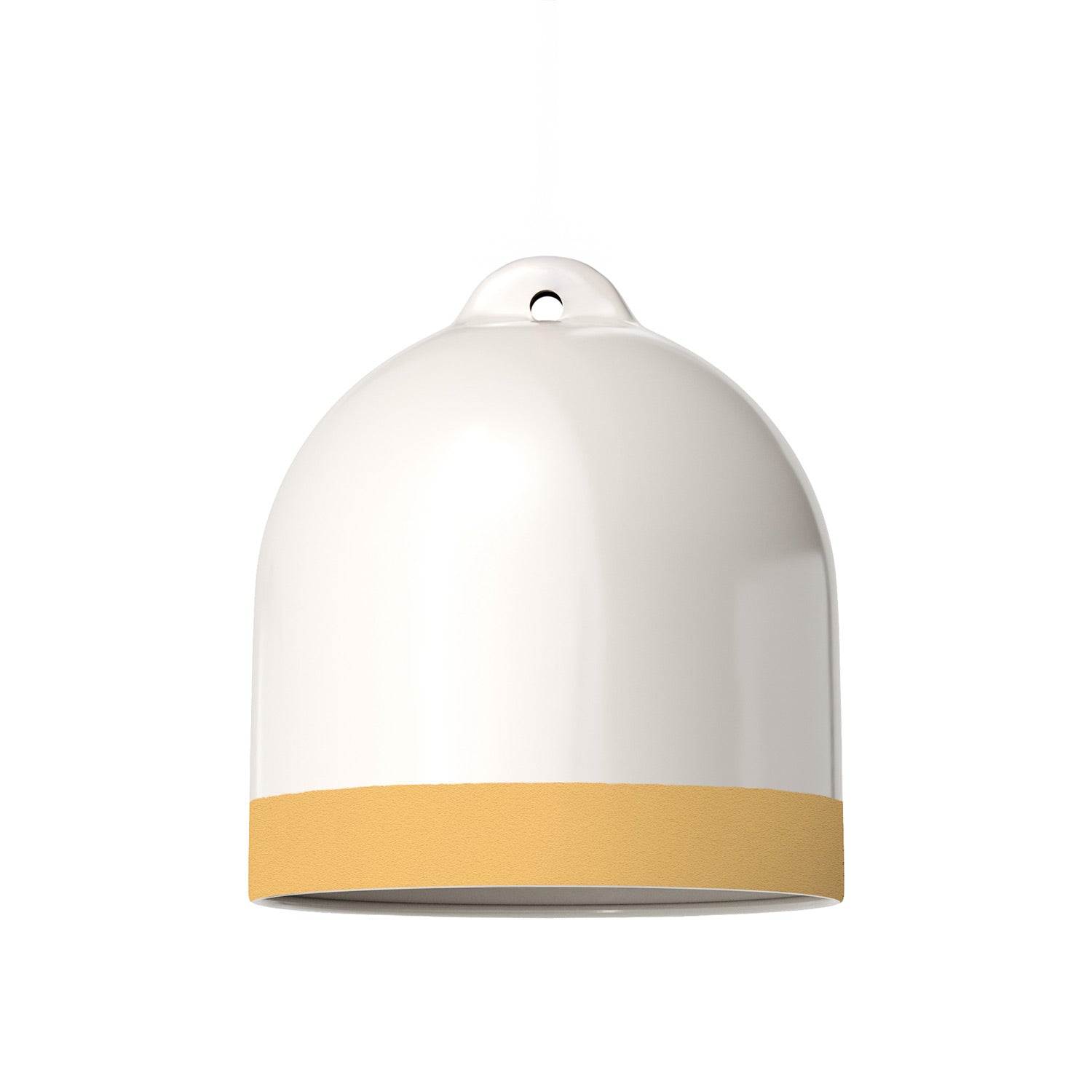 Paralume Campana M bicolore in ceramica Bianco e Giallo, collezione Materia - Made in Italy