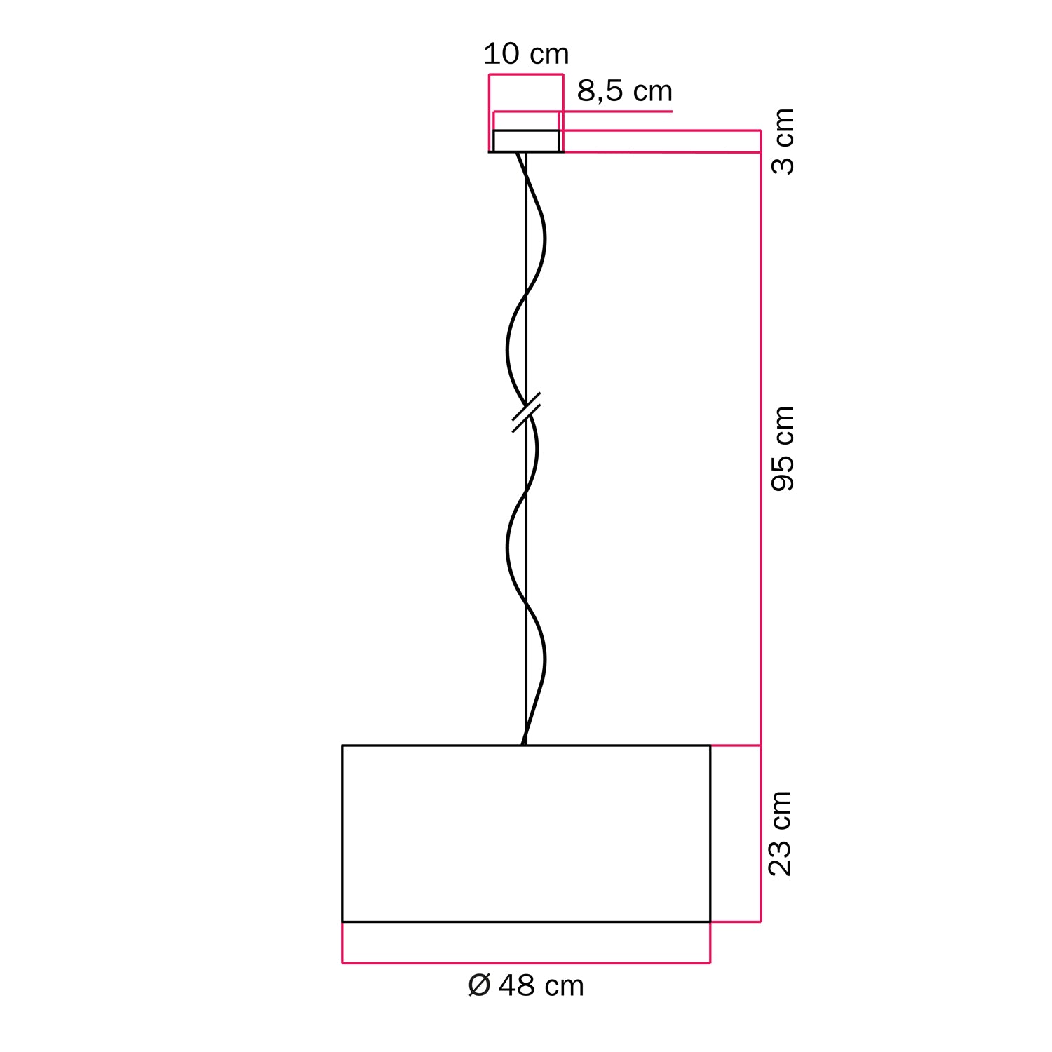 Lampada a sospensione con paralume in tessuto Cilindro Medium Teletta mandarino - Made in Italy