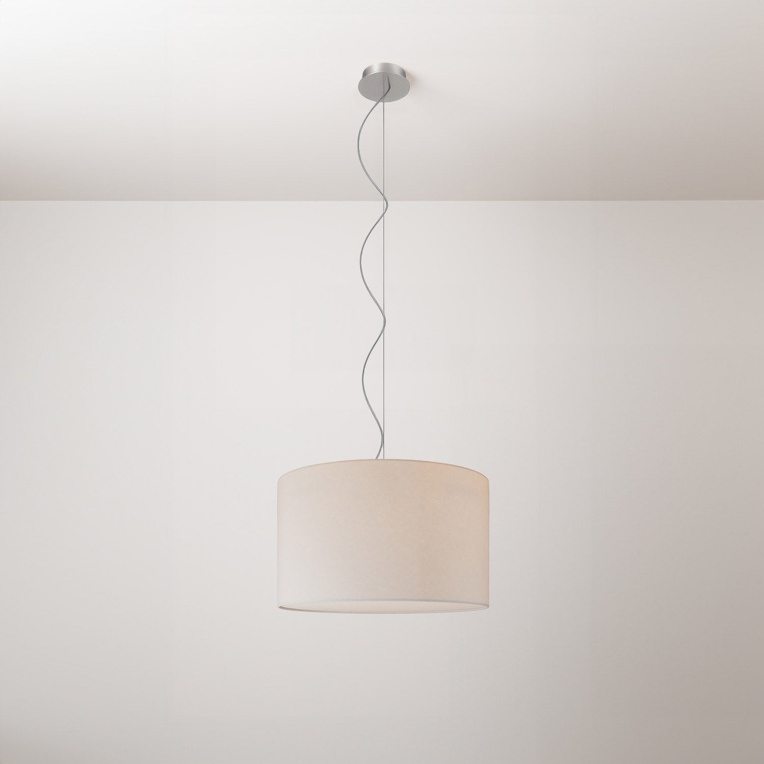 Lampada a sospensione con paralume in tessuto Cilindro Small Arenal sabbia - Made in Italy
