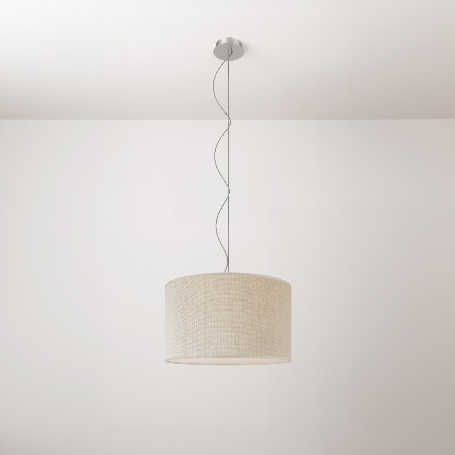 Lampada a sospensione con paralume in tessuto Cilindro Small Juta chiara - Made in Italy