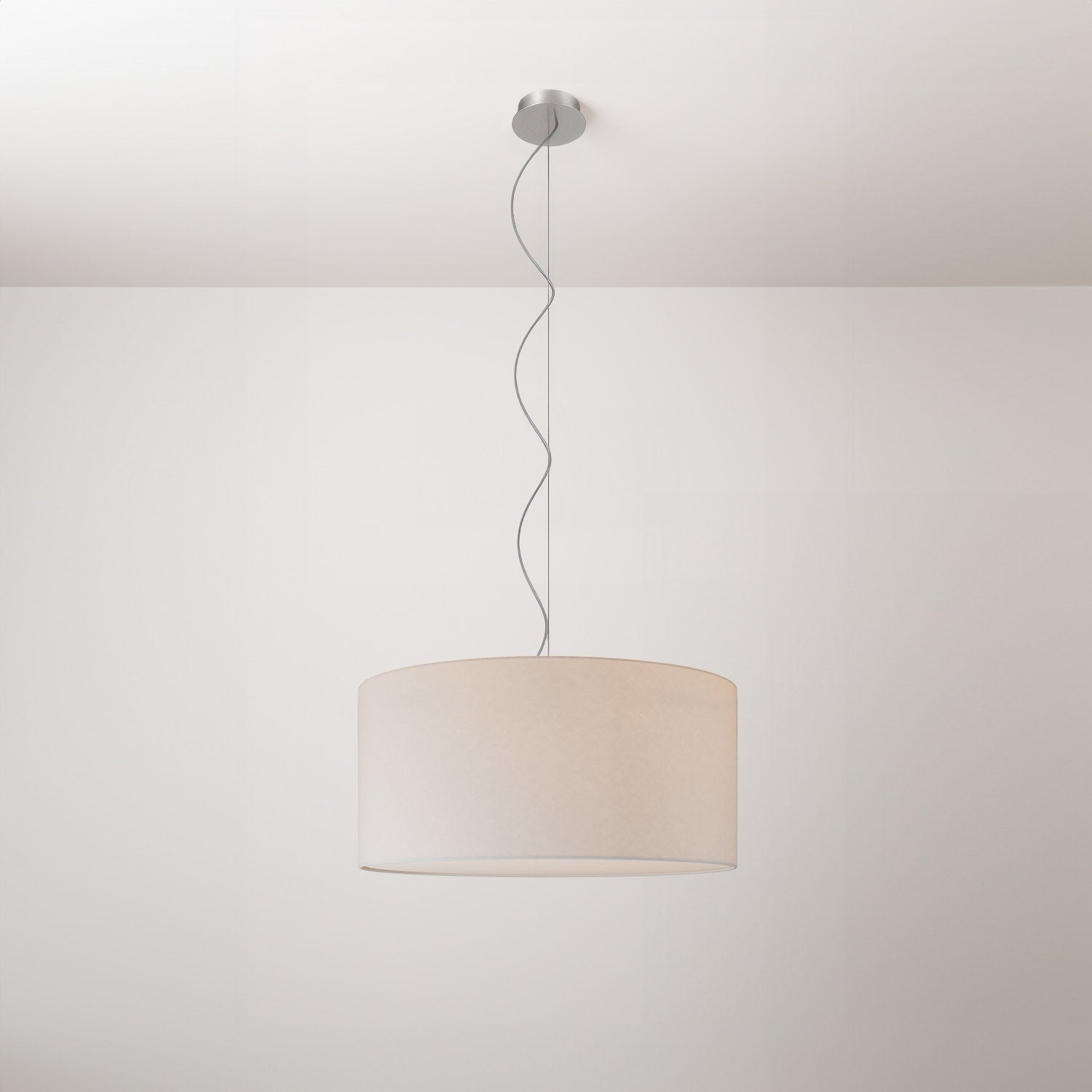 Lampada a sospensione con paralume in tessuto Cilindro Medium Arenal sabbia - Made in Italy